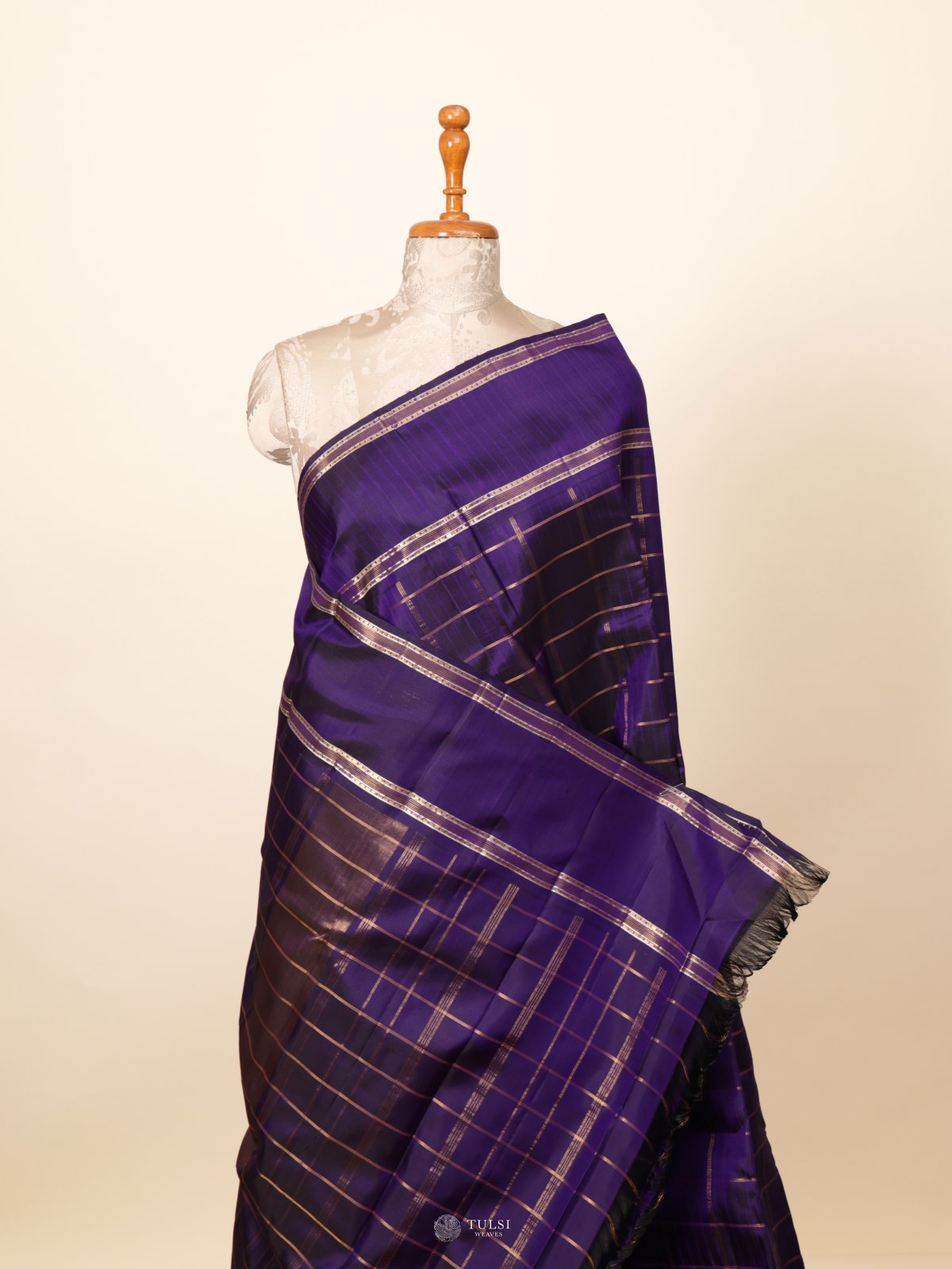 Dark Indigo Kanjeevaram Silk Saree