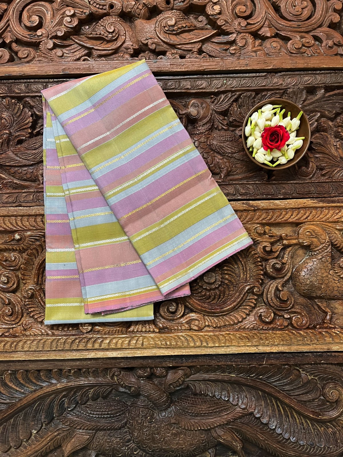 Striped Multicolour Kanjeevaram Silk Blouse