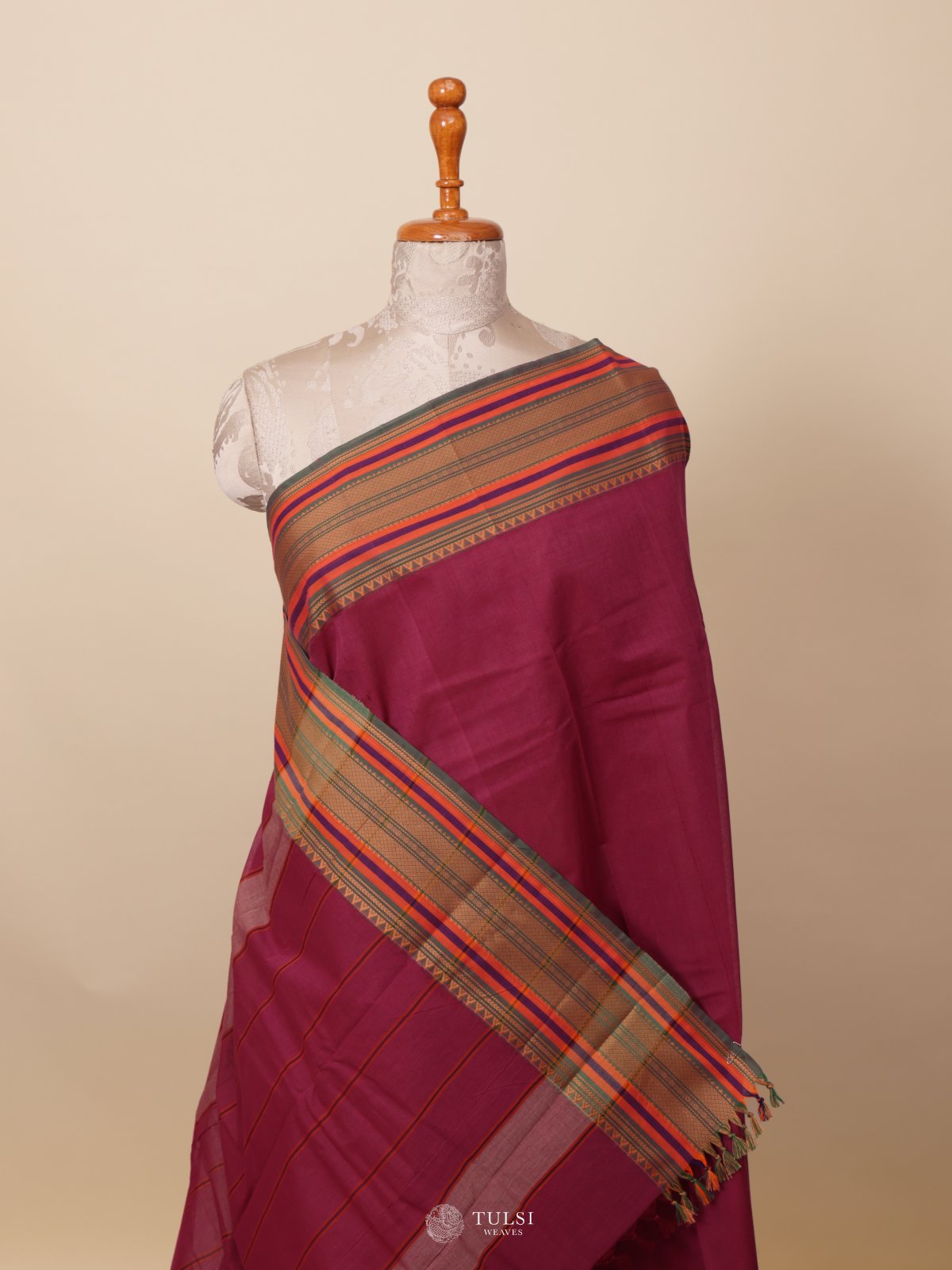 Maroon Kanchi Cotton Saree