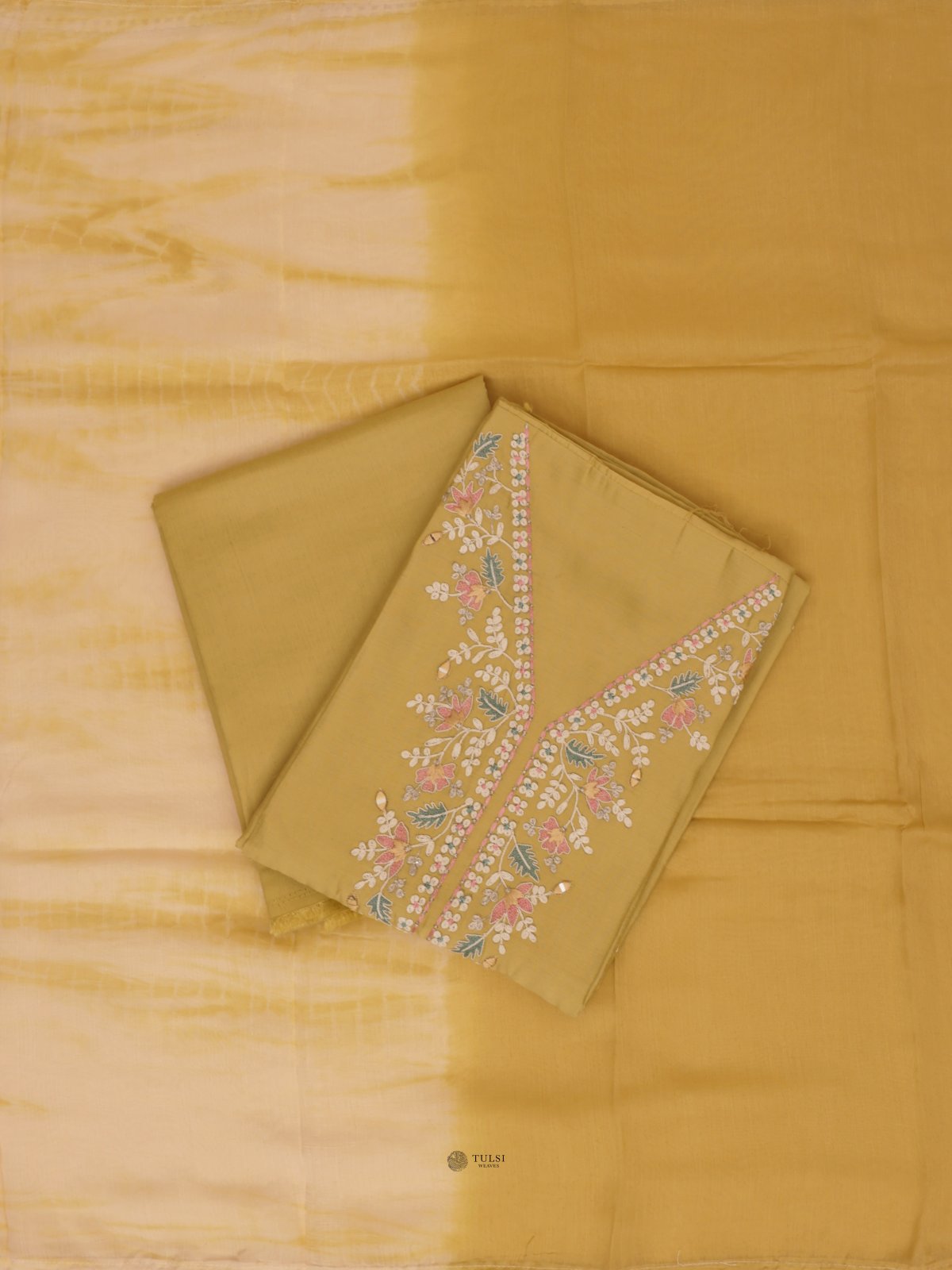 Mustard Yellow Semi Silk Salwar Material