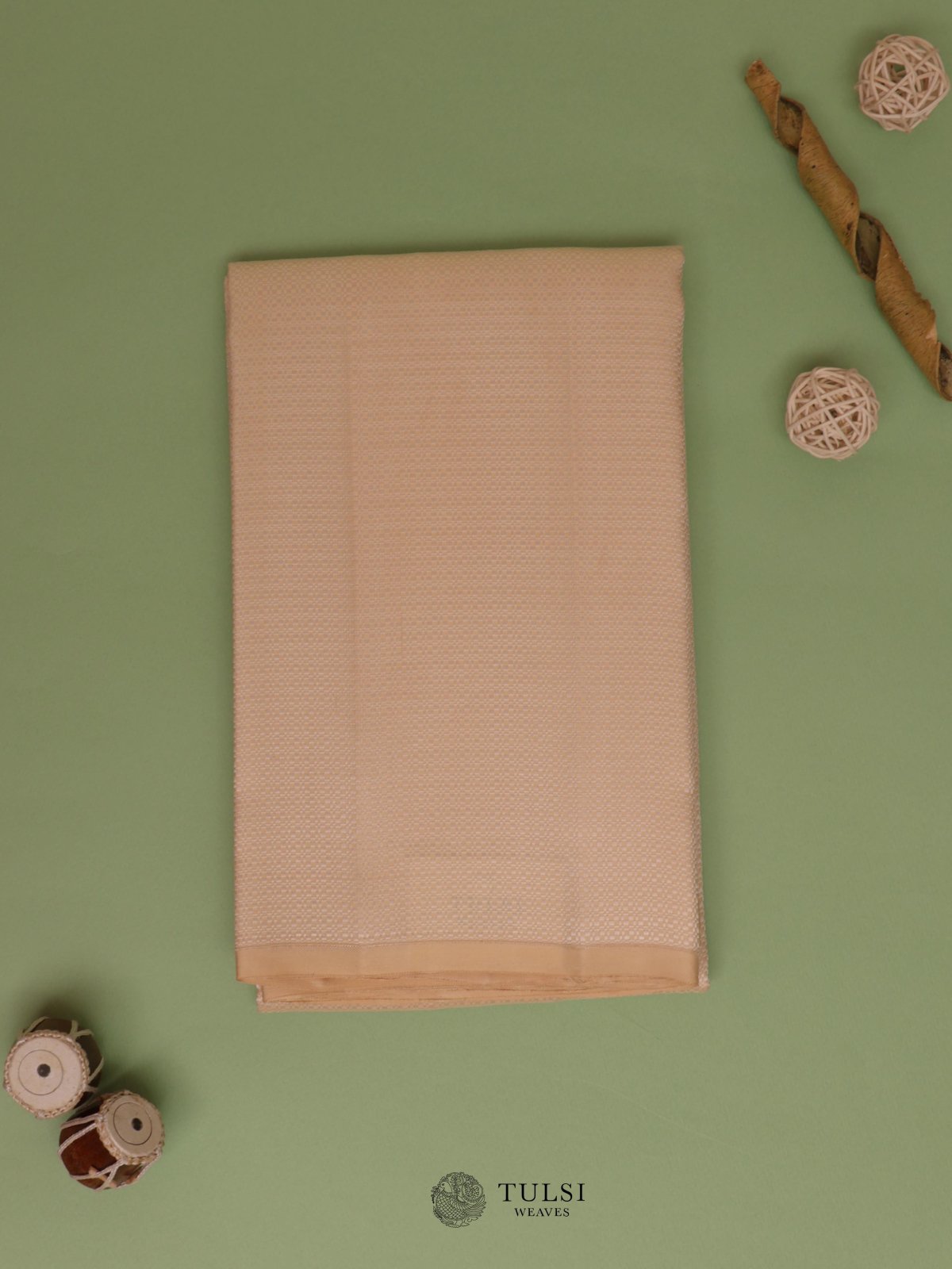 Beige Silk Shirt Material With Thread Brocade