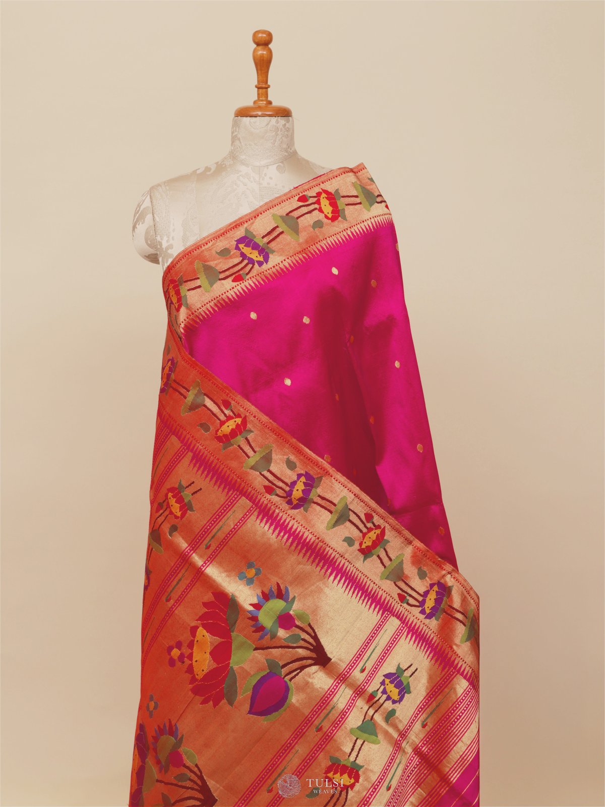 Rani Pink Paithani Silk Saree