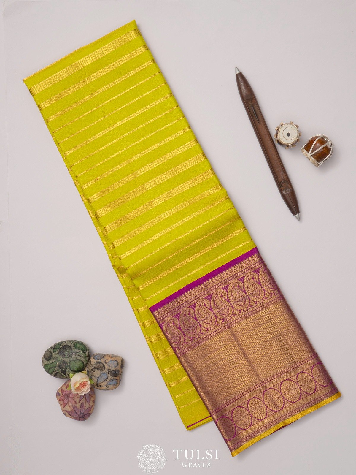 Yellowish Green Kanjeevaram Silk Pavadai 