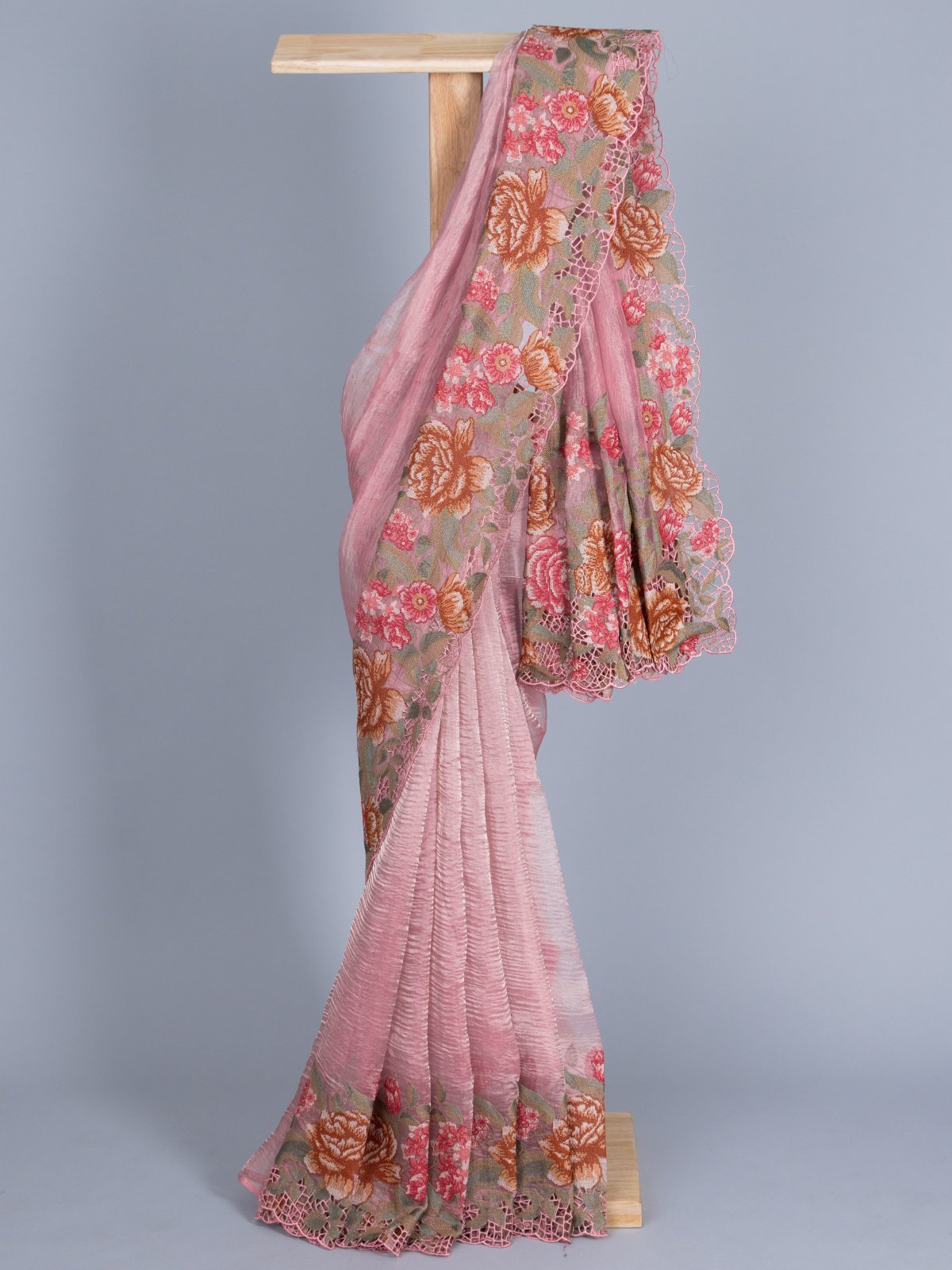 Tusser silk dark pink saree - G3-WSA54170 