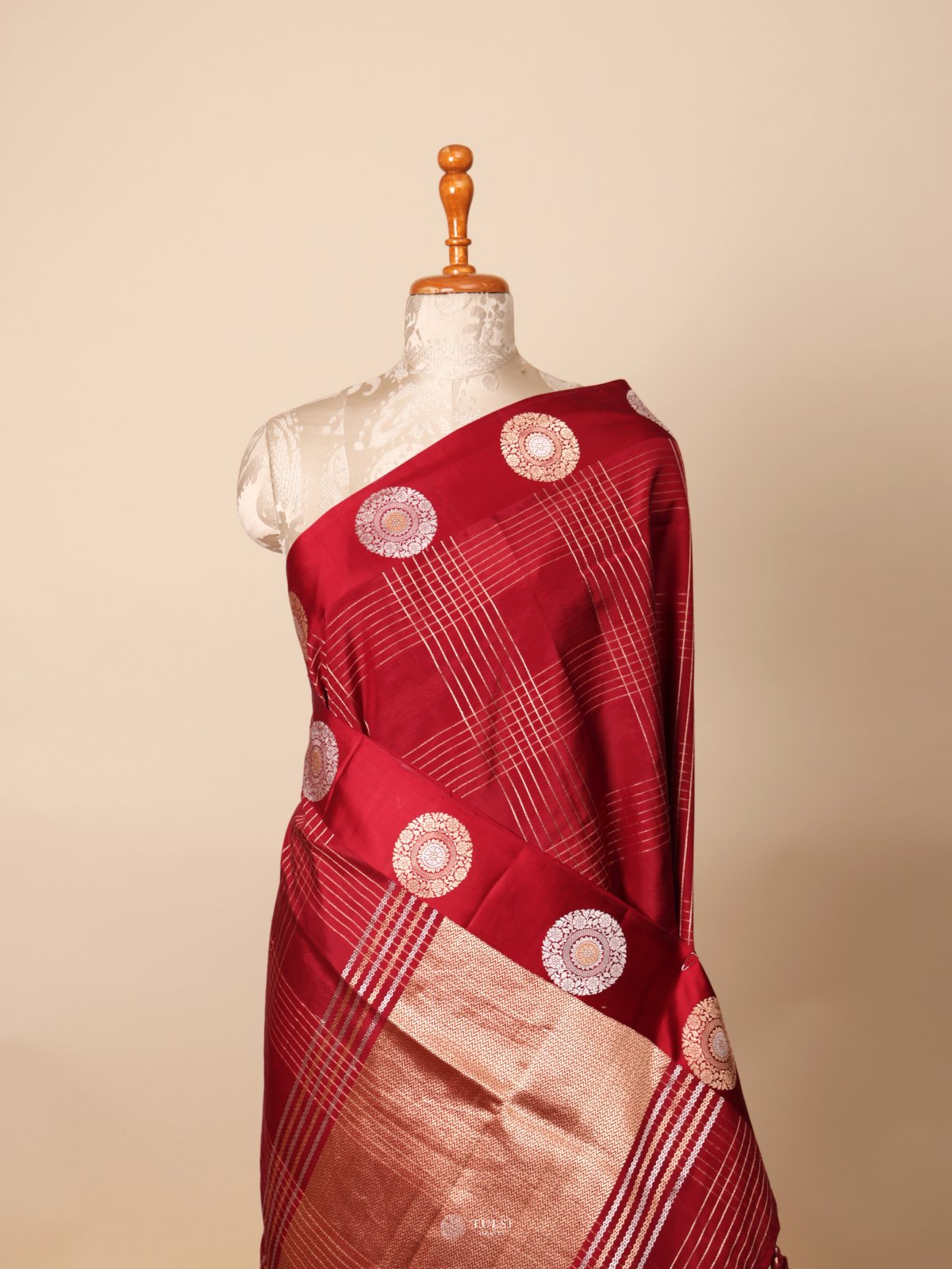 Dark Red Mashru Silk Saree