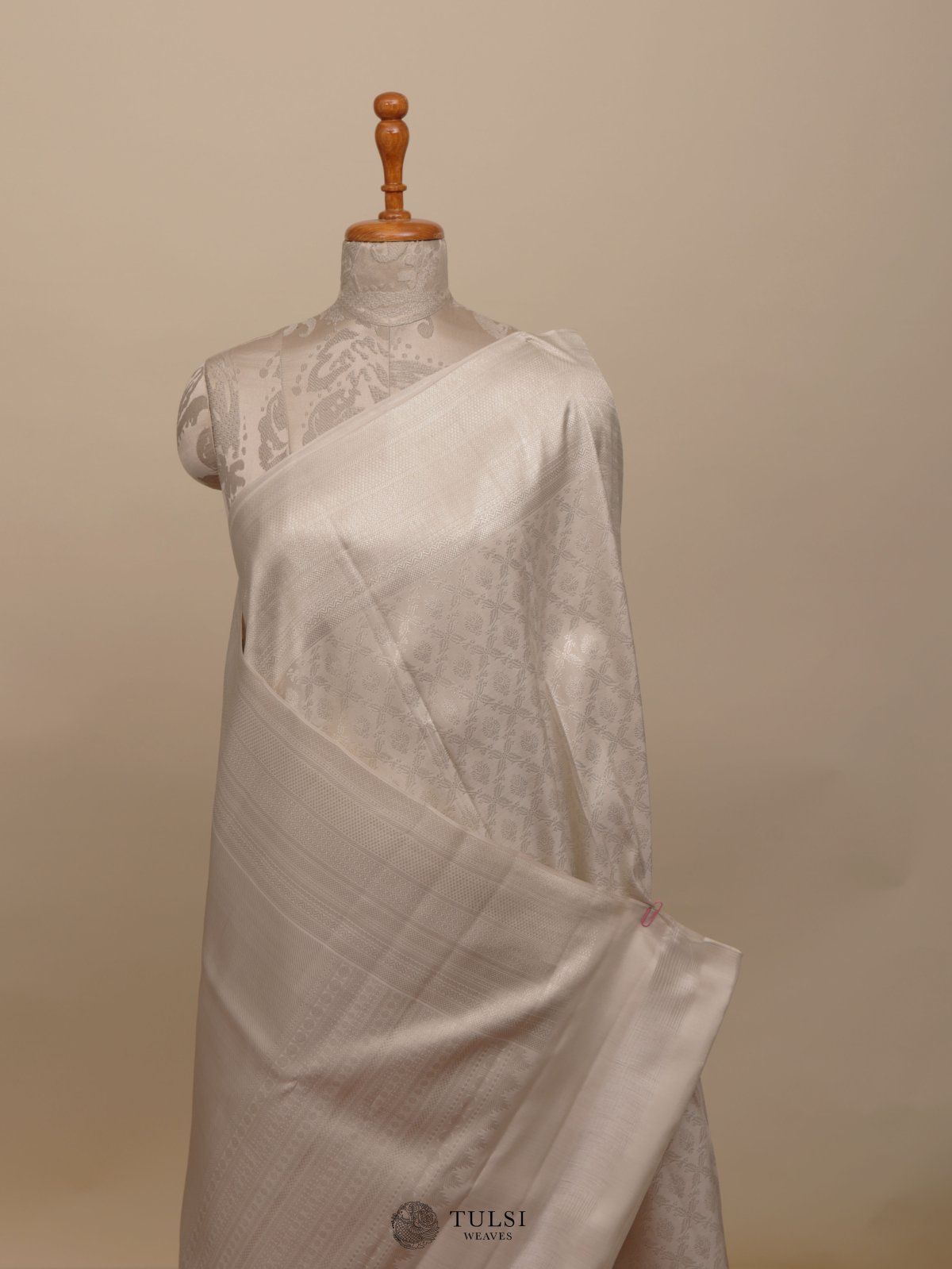 White Kanjeevaram Silk Saree