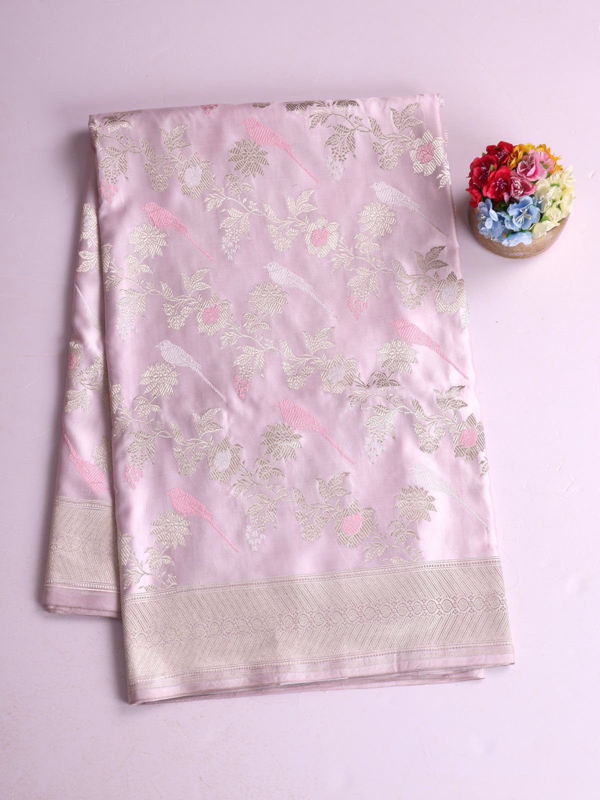 Light Baby Pink Mashru Silk Saree