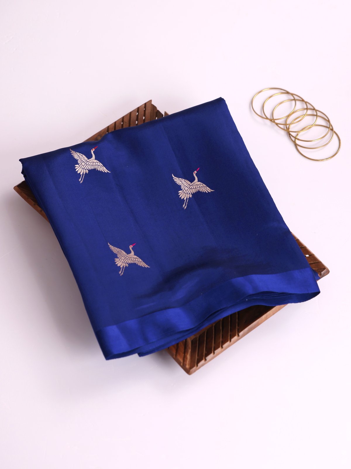 Royal Blue Mashru Silk Saree With Satin Border