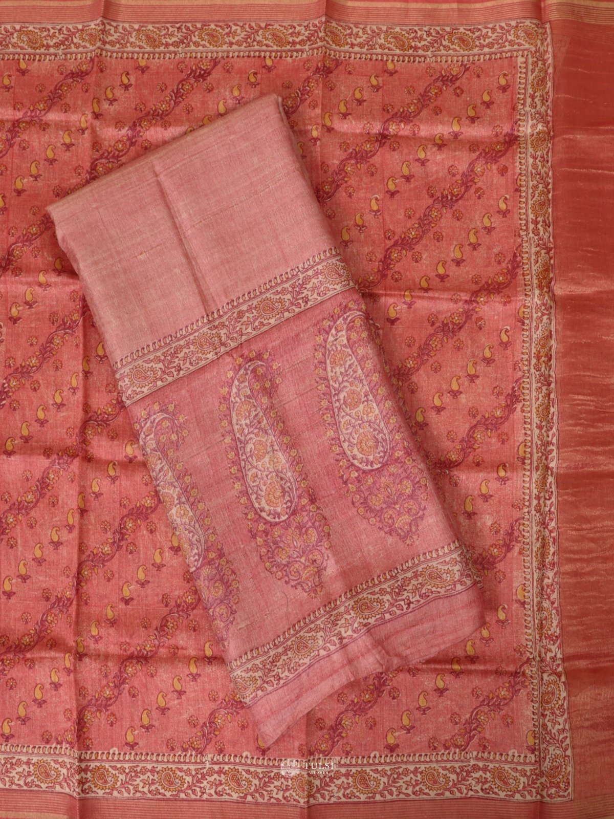 Pink Tussar Salwar Material