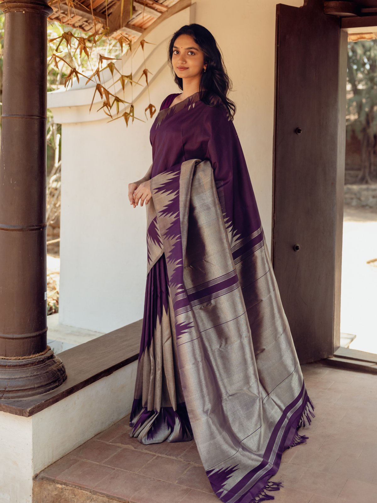Violet Kanjeevaram Silk Saree