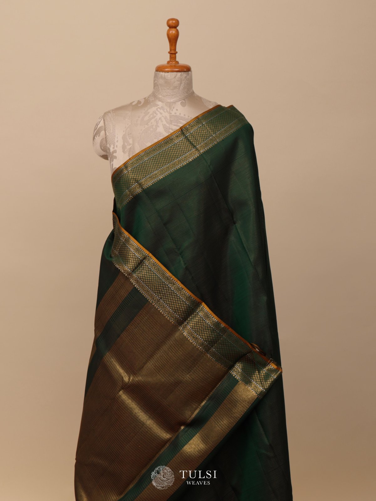 Dark Green Kanjeevaram Silk Saree