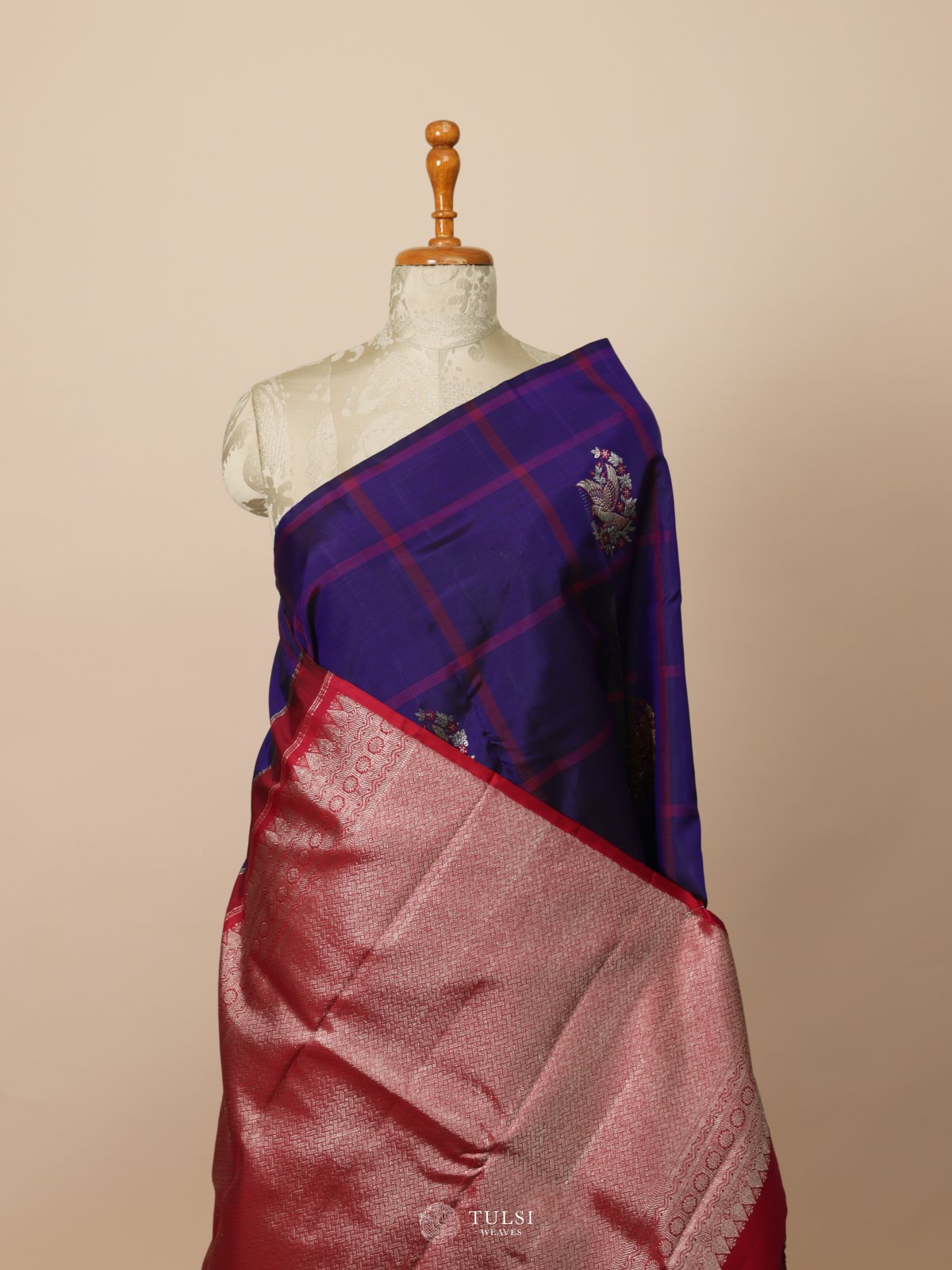 Purple Borderless Kanjeevaram Silk Saree