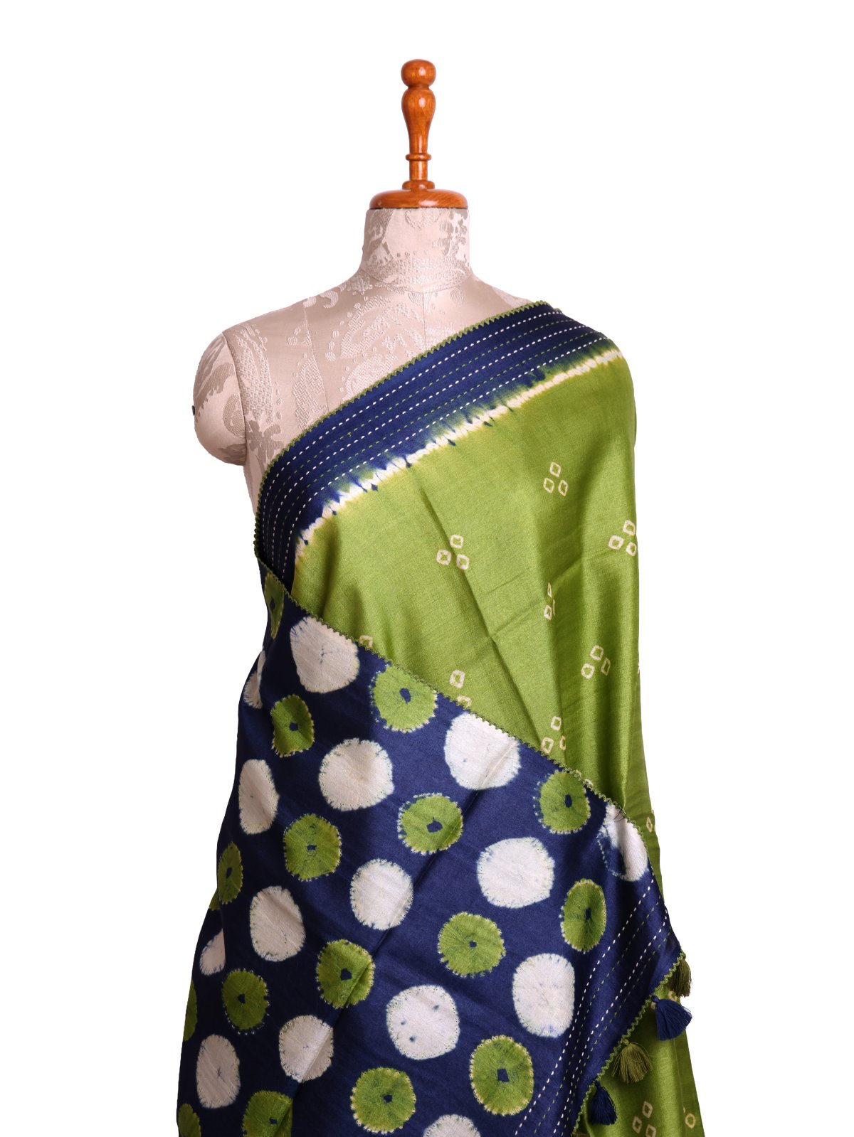 Mehndi Green Printed Tussar Silk Saree