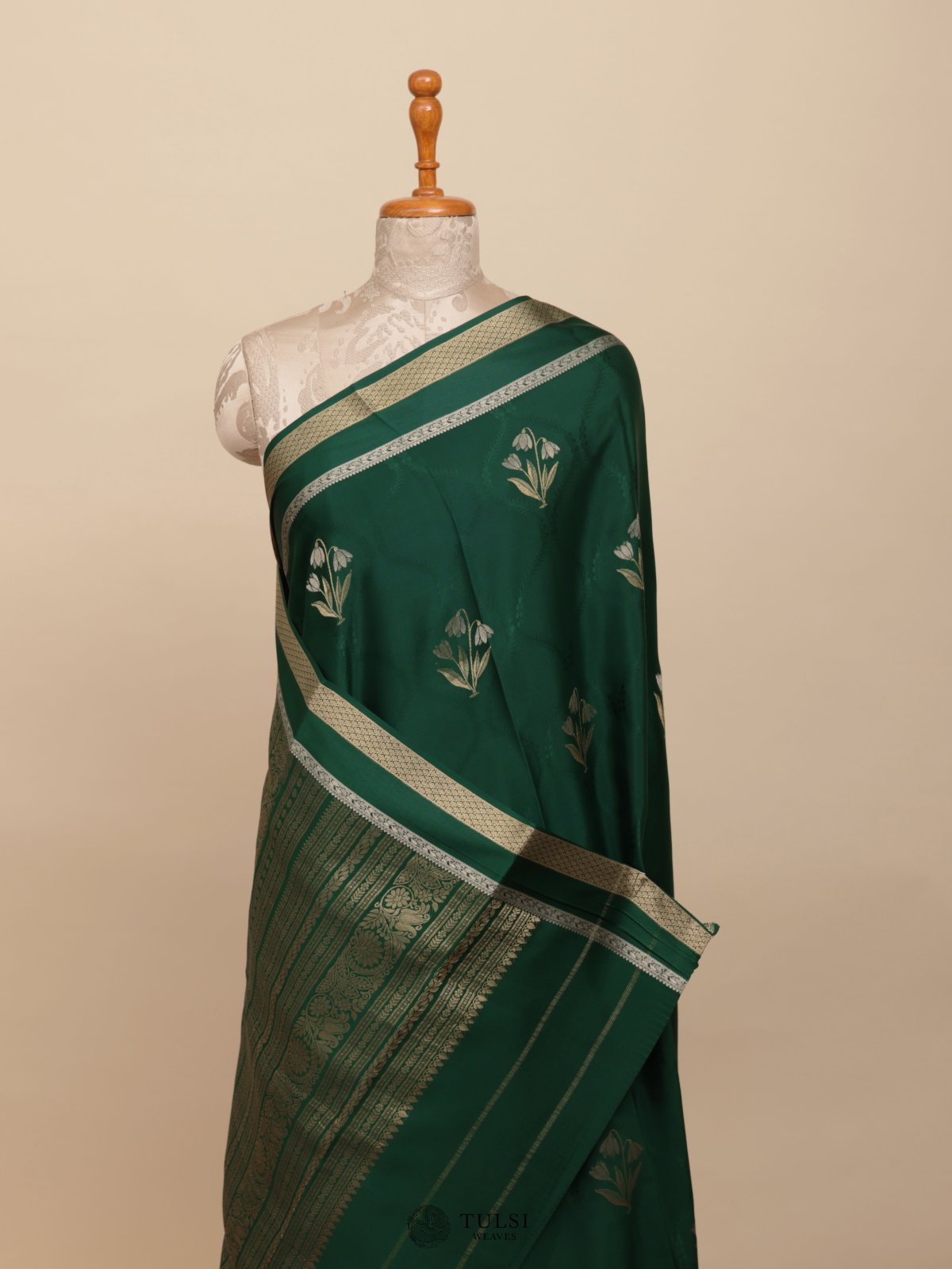 Dark Green Mysore Silk Saree