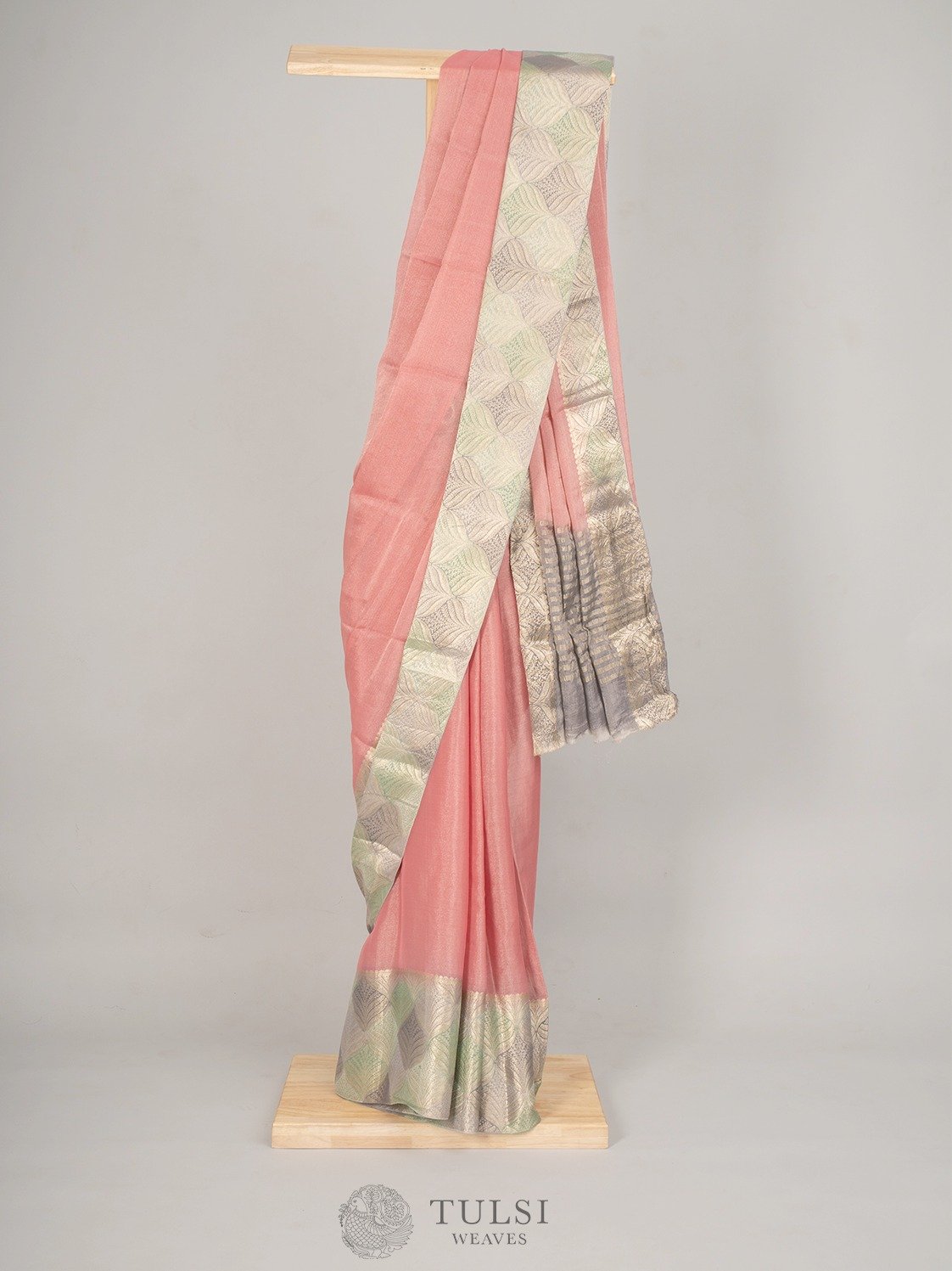 Sweet Pink Banaras Georgette Silk Saree