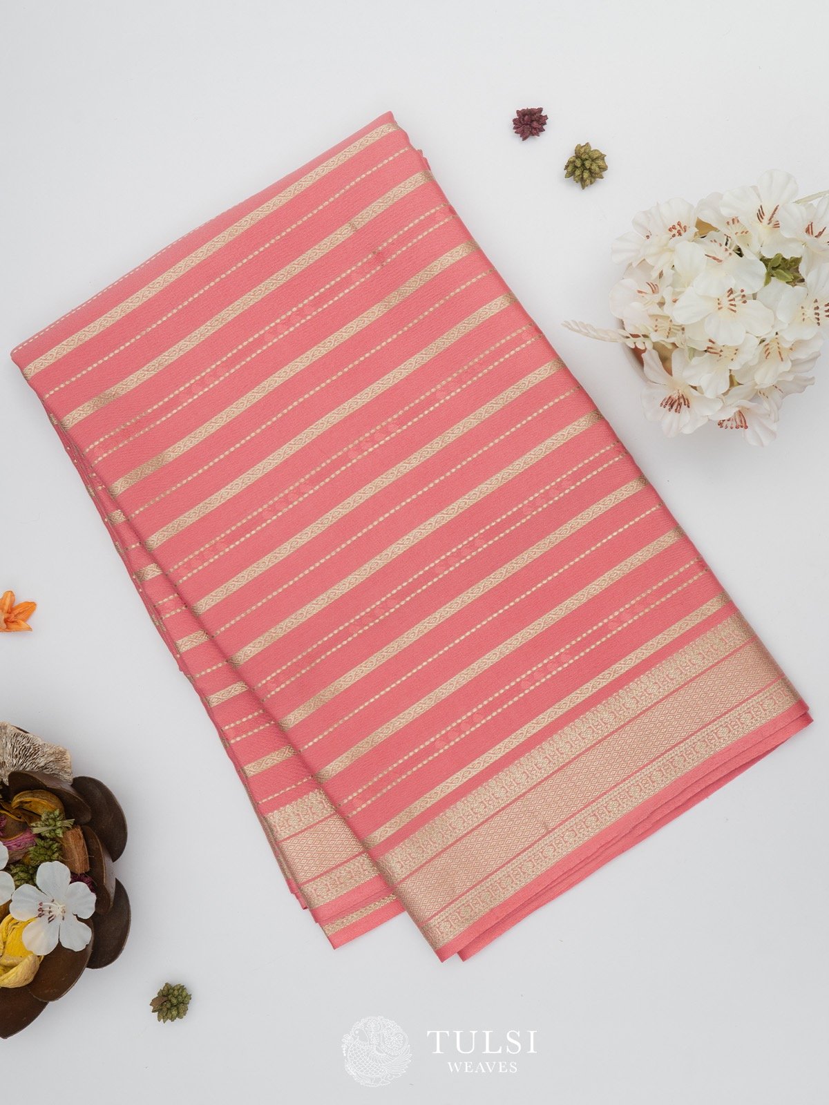 Dusty Pink Mysore Silk Saree