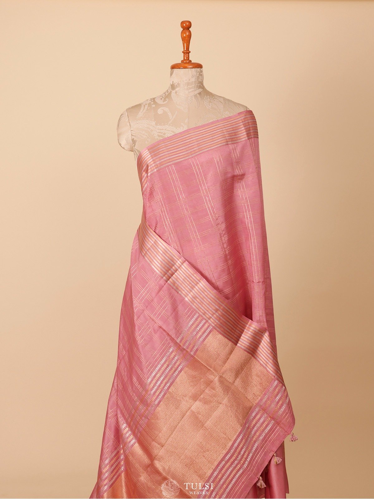 Dusty Pink Mashru Silk Saree