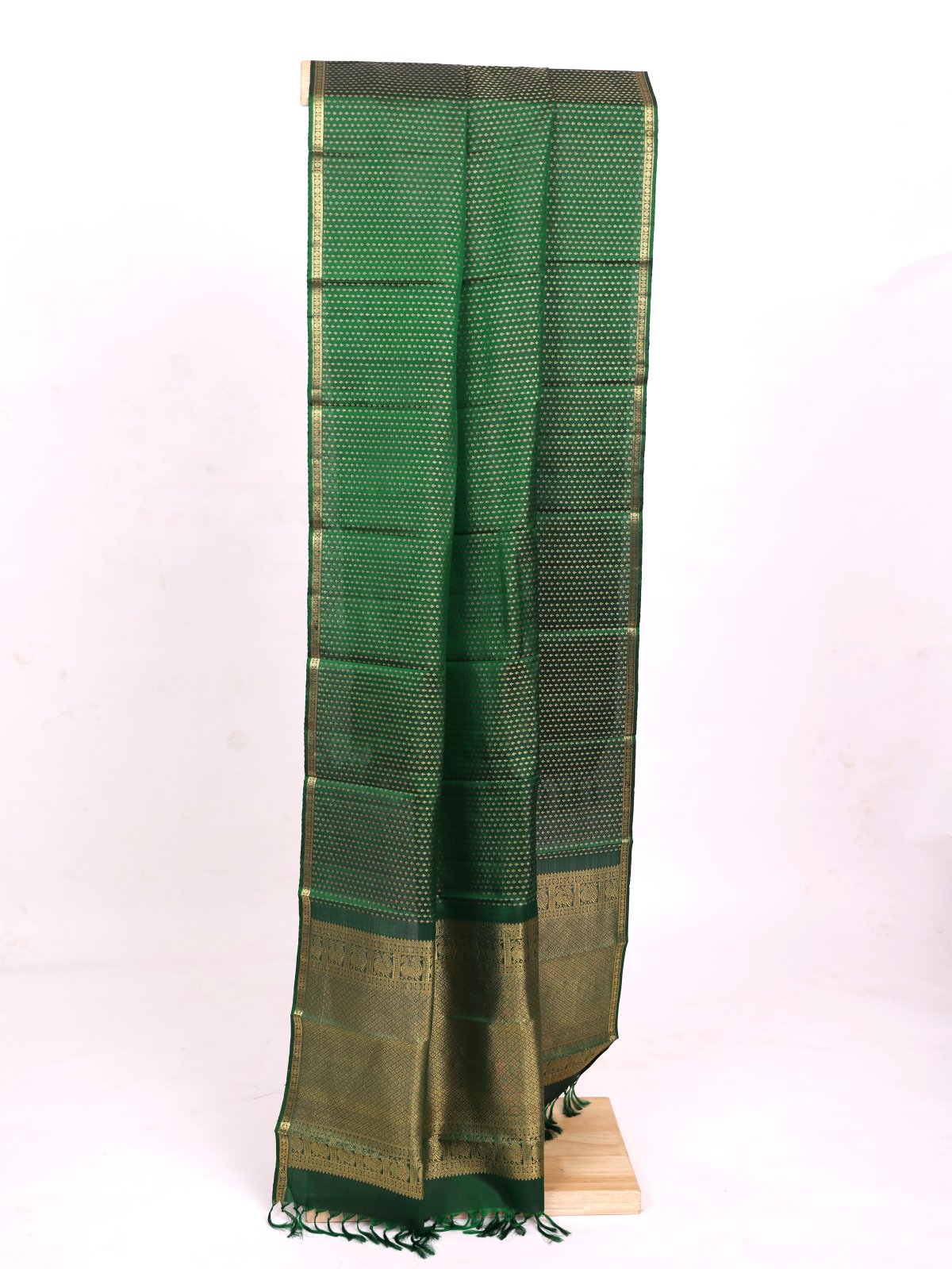 Bottle Green Kanjeevaram Silk Dupatta 