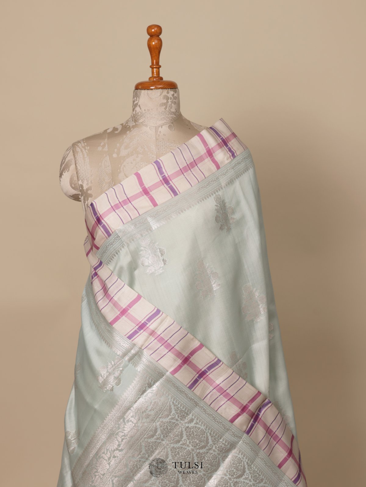 Light Blue Chaniya Silk Saree With Satin Border 