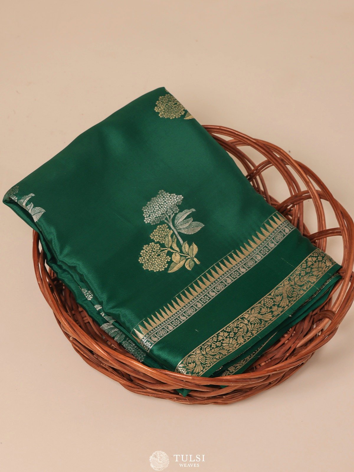 Bottle Green Mysore Silk Saree