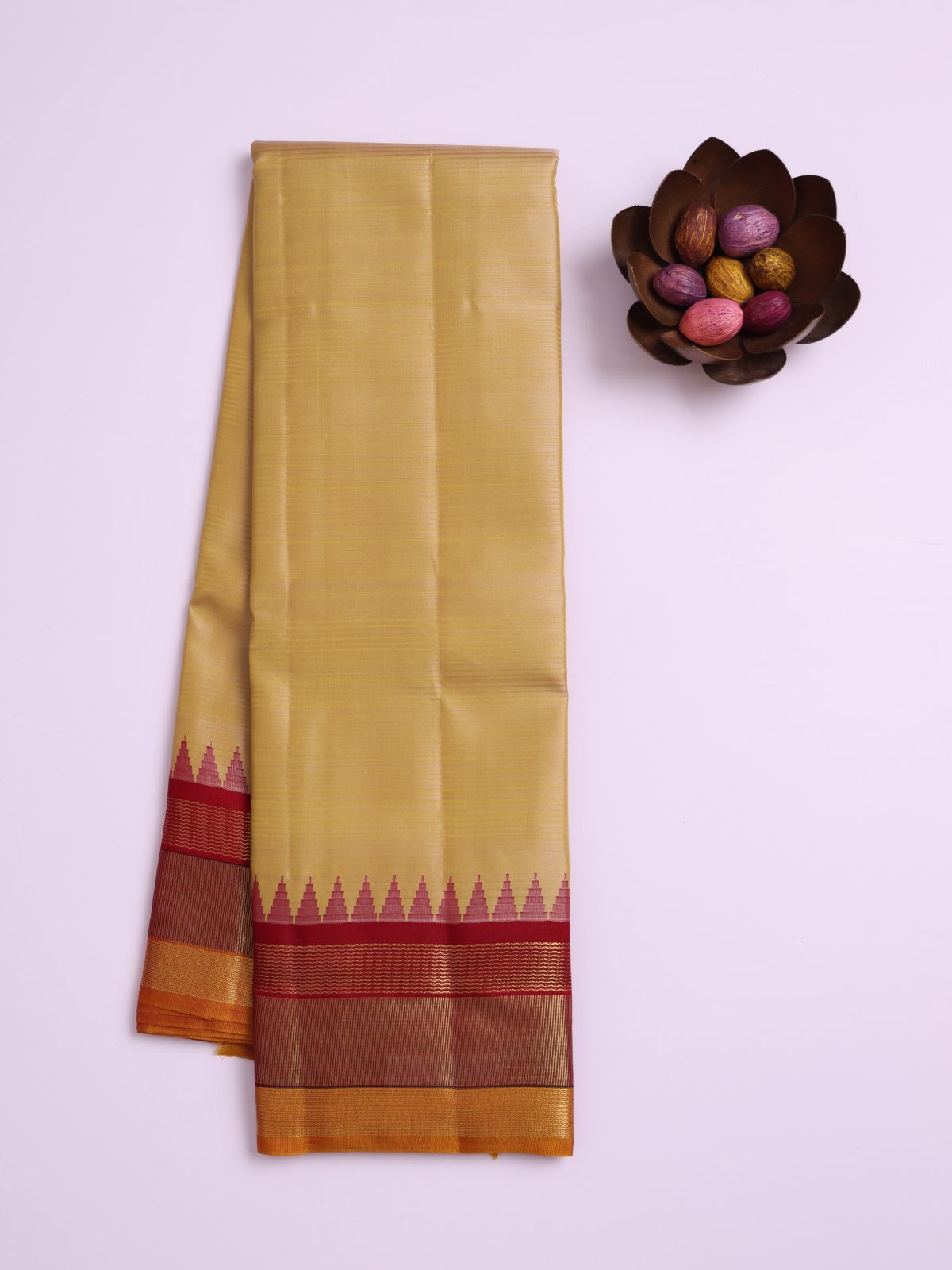 Mustard Beige Soft Silk Saree with Zari Border