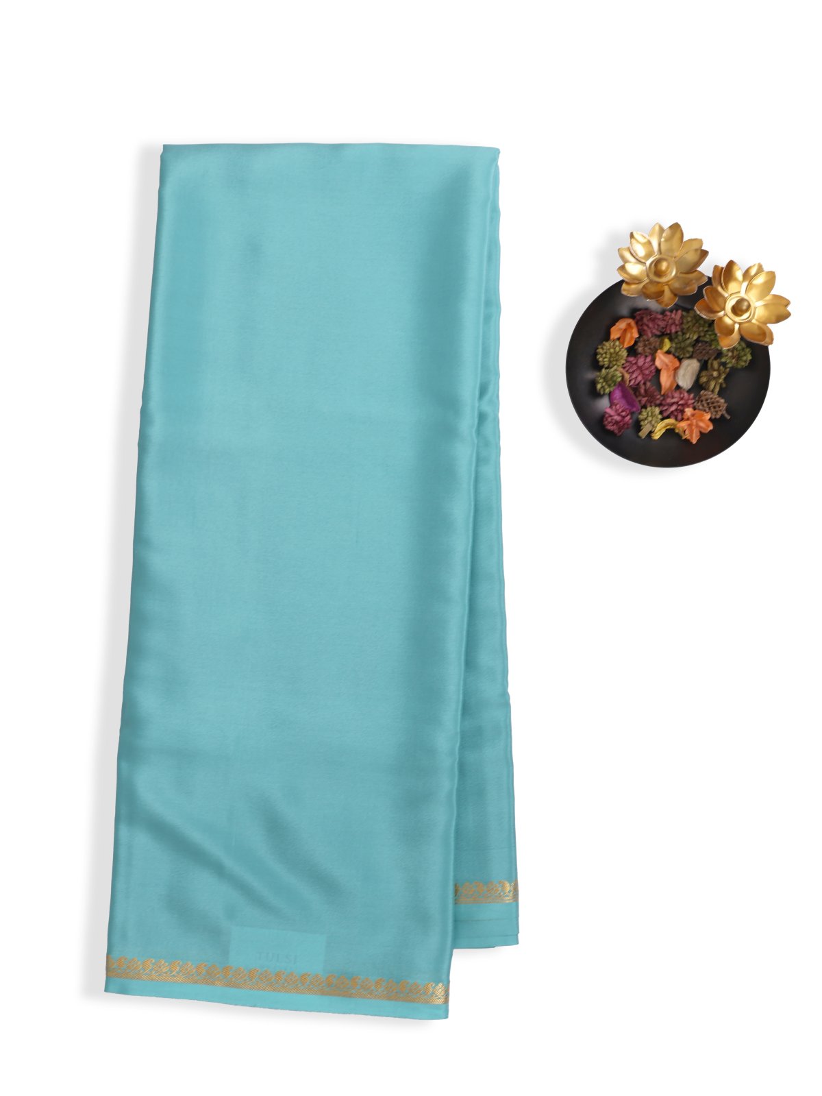 Dusty Blue Mysore Silk Saree