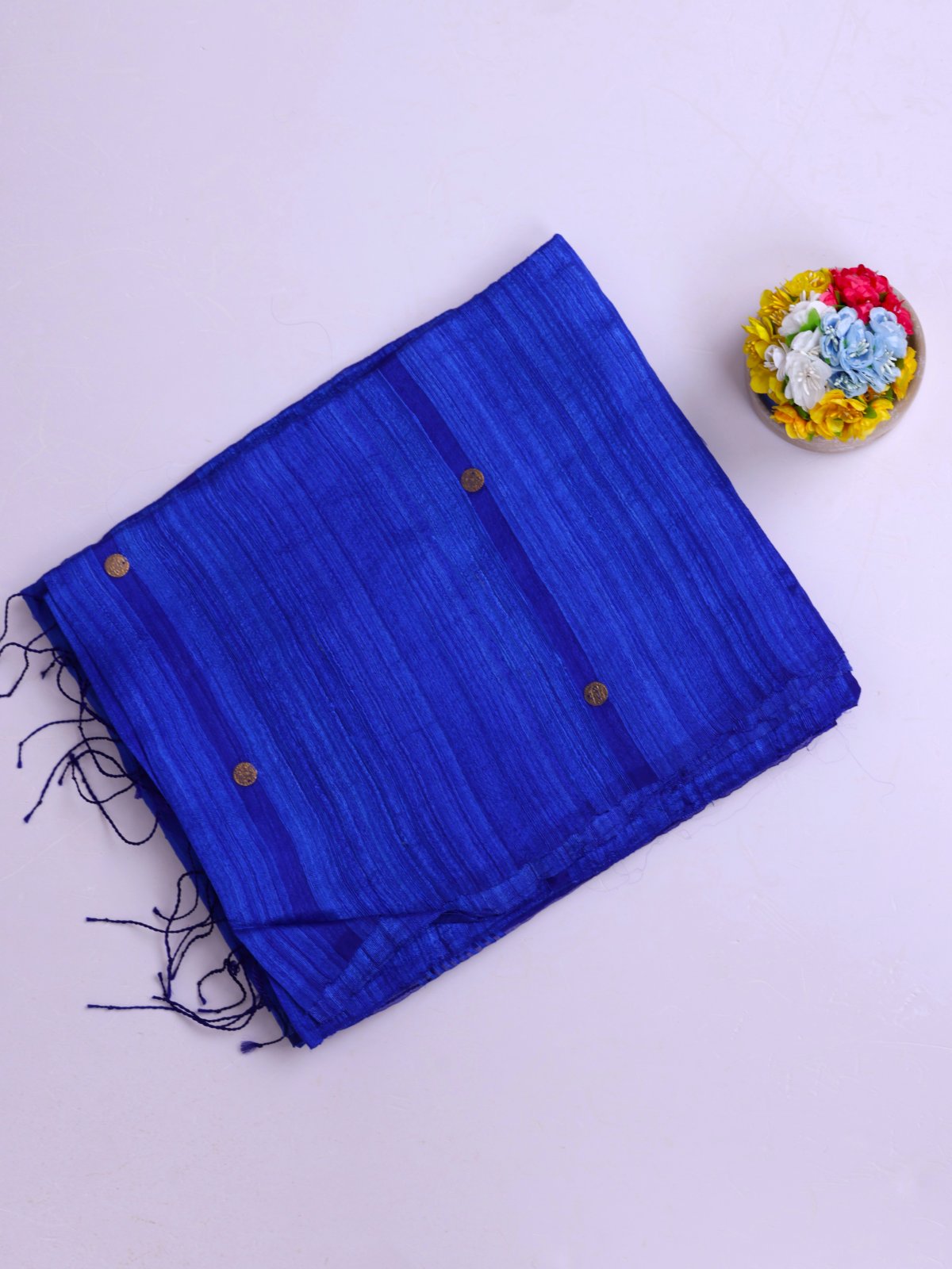 Royal Blue Kora Jute Saree
