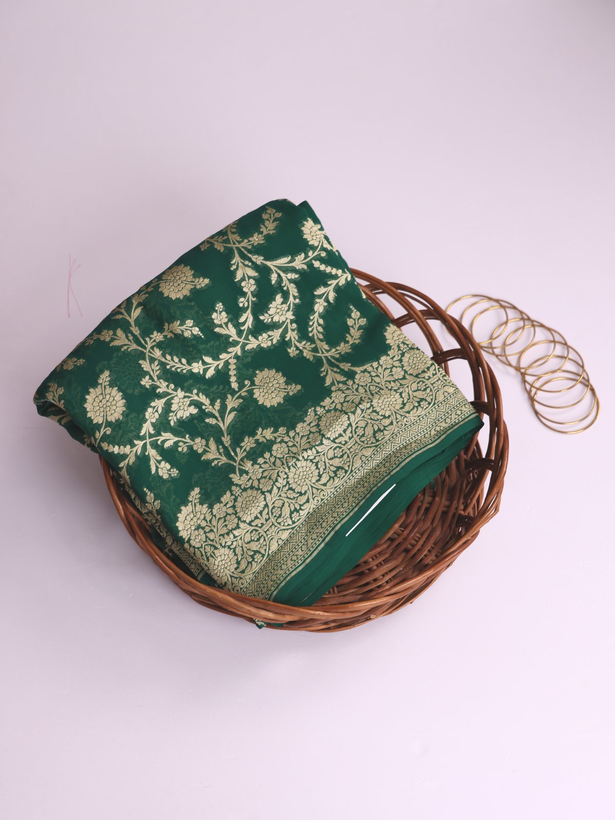 Green Banaras Georgette Silk Saree