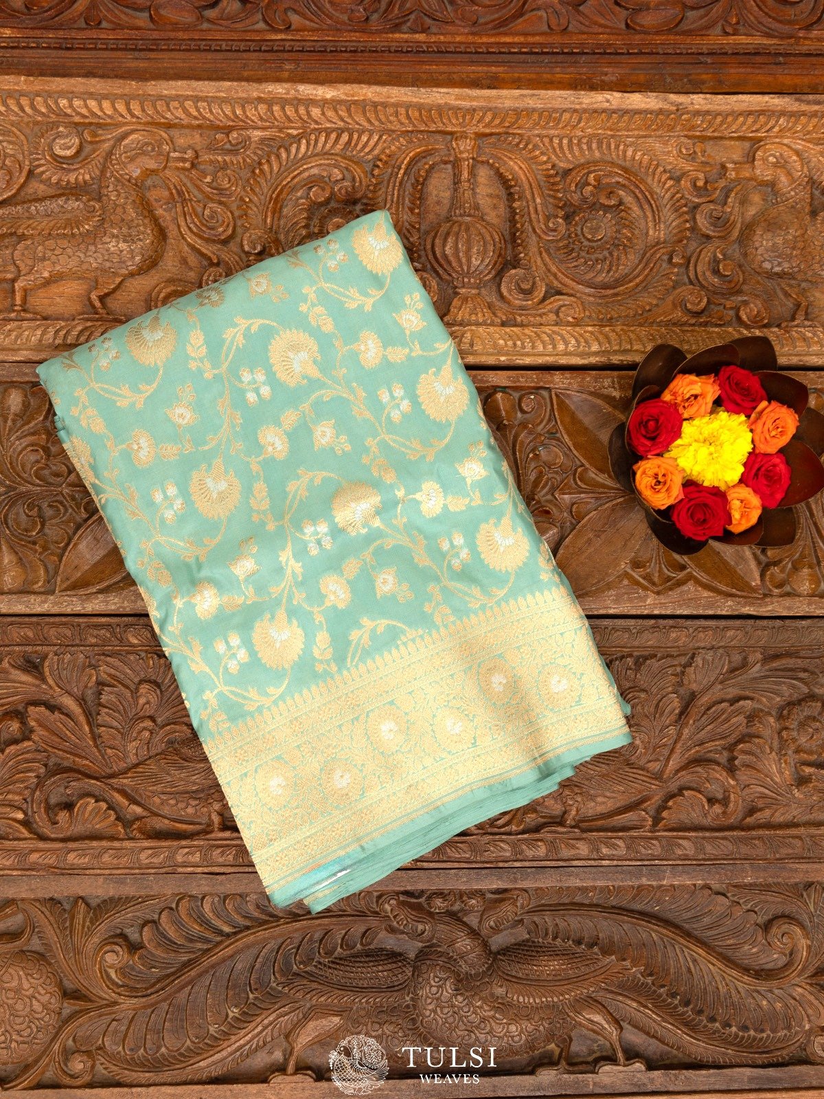 Light Green Banaras Silk Saree