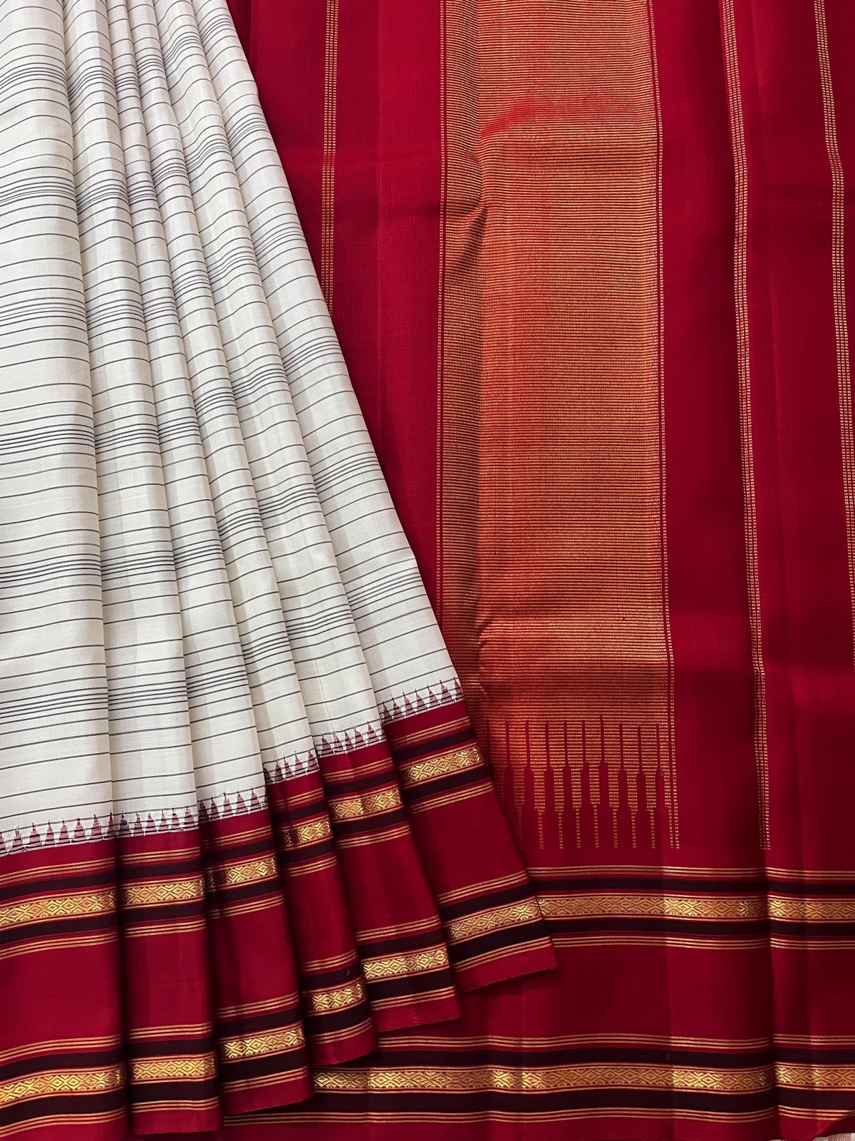 WoodenTant Women's Woven Handloom Pure Cotton Silk Saree In Off-White & Red  Yeliow Border with blouse piece