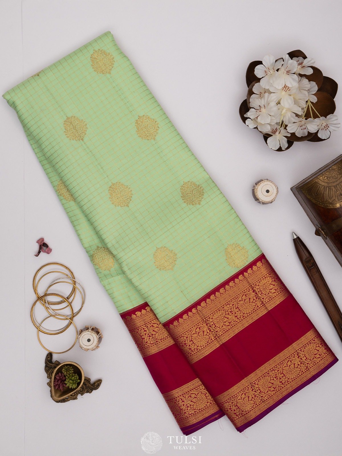 Light Green Kanjeevaram Silk Saree