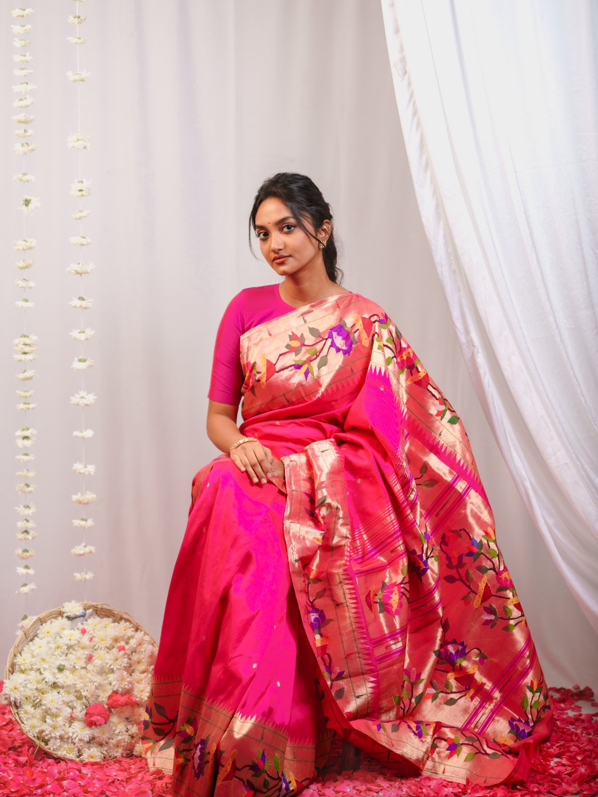 Rani Pink Paithani Silk Saree 