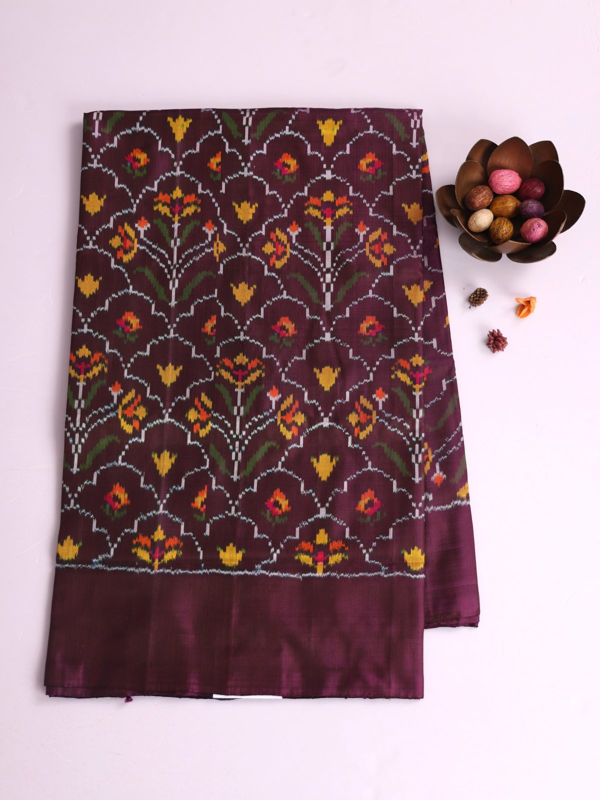 Wine Patola Silk Saree