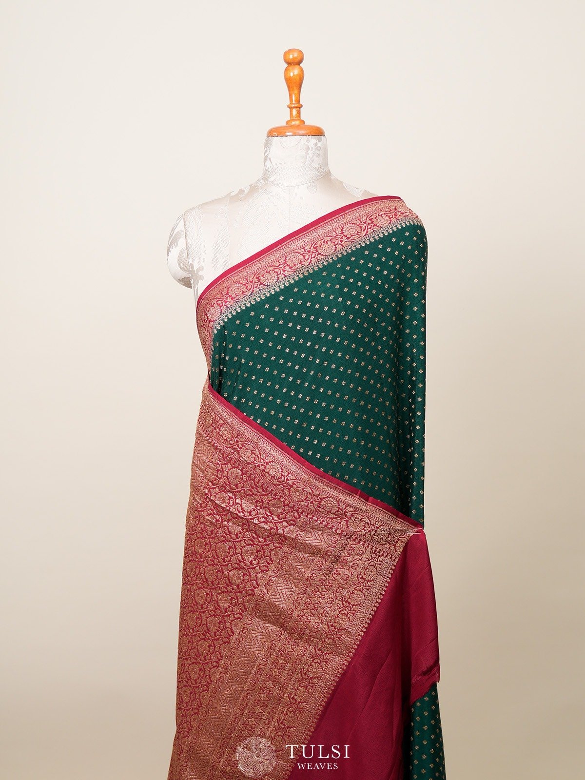 Green Banaras Crepe Silk Saree