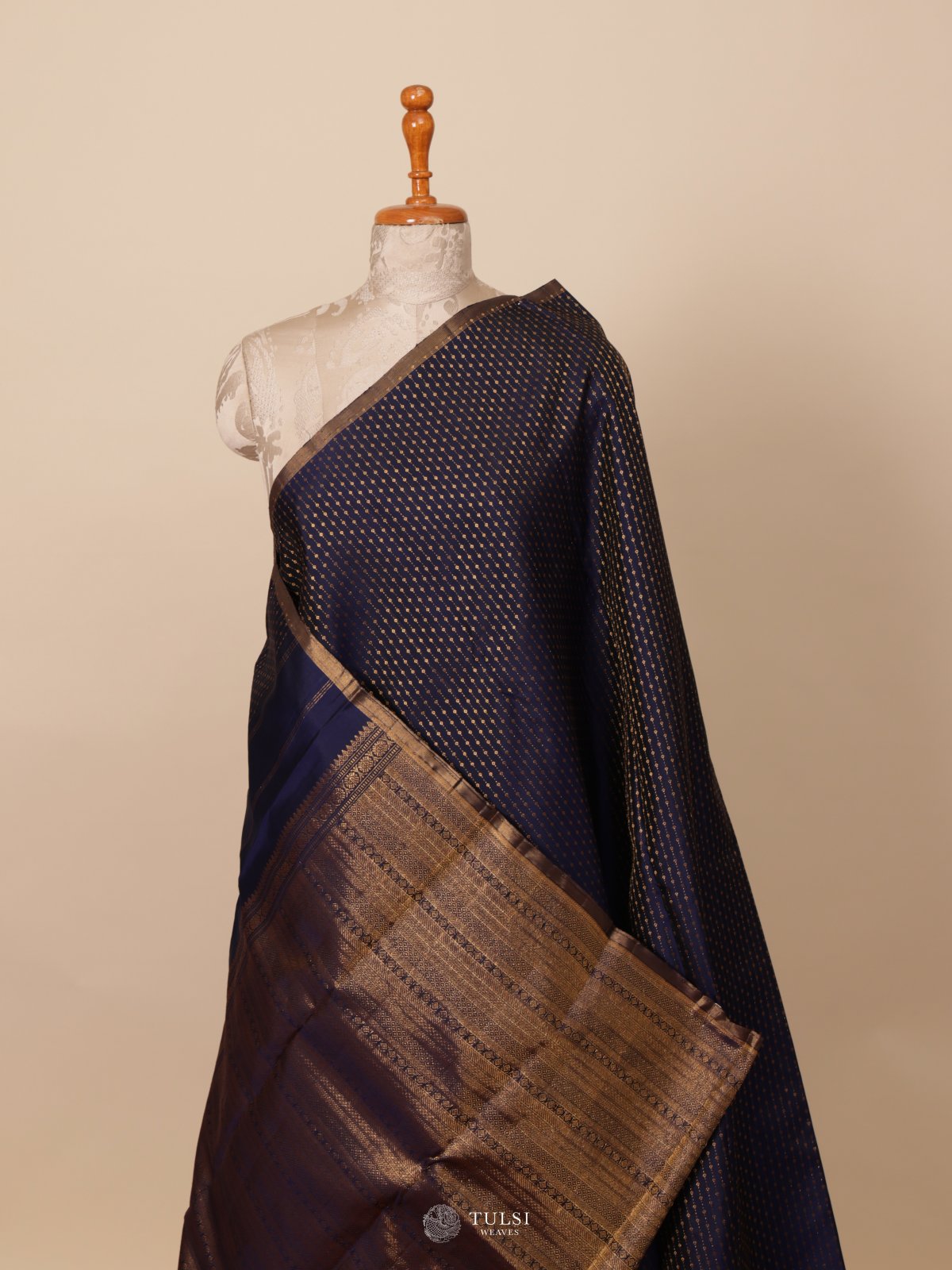 Navy Blue Kanjeevaram Silk Saree