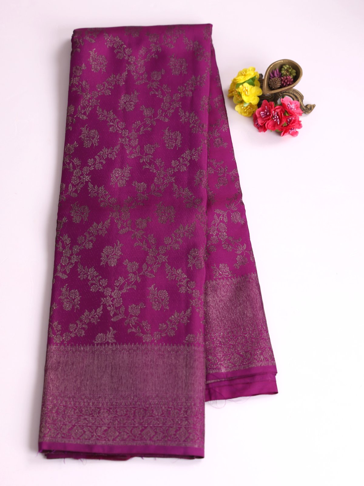 Purple Kanjeevaram Silk Saree With Antique Zari