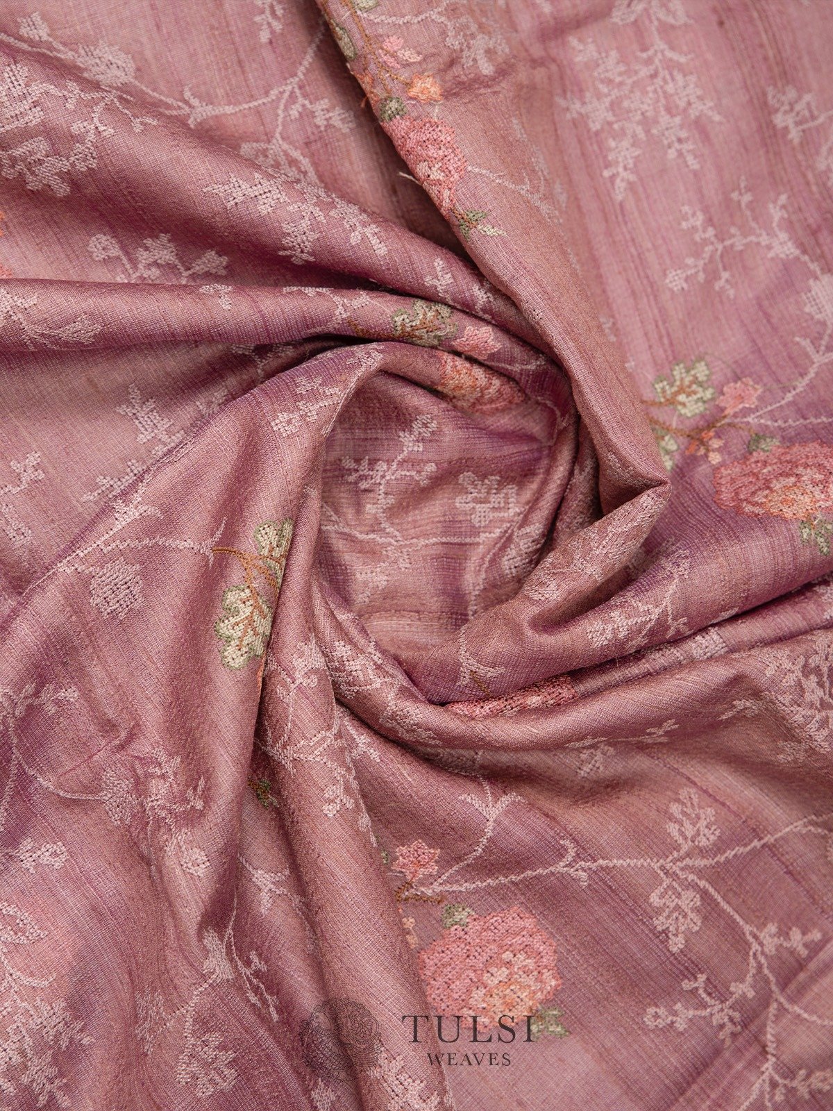 Light Lavender Tussar Silk Saree