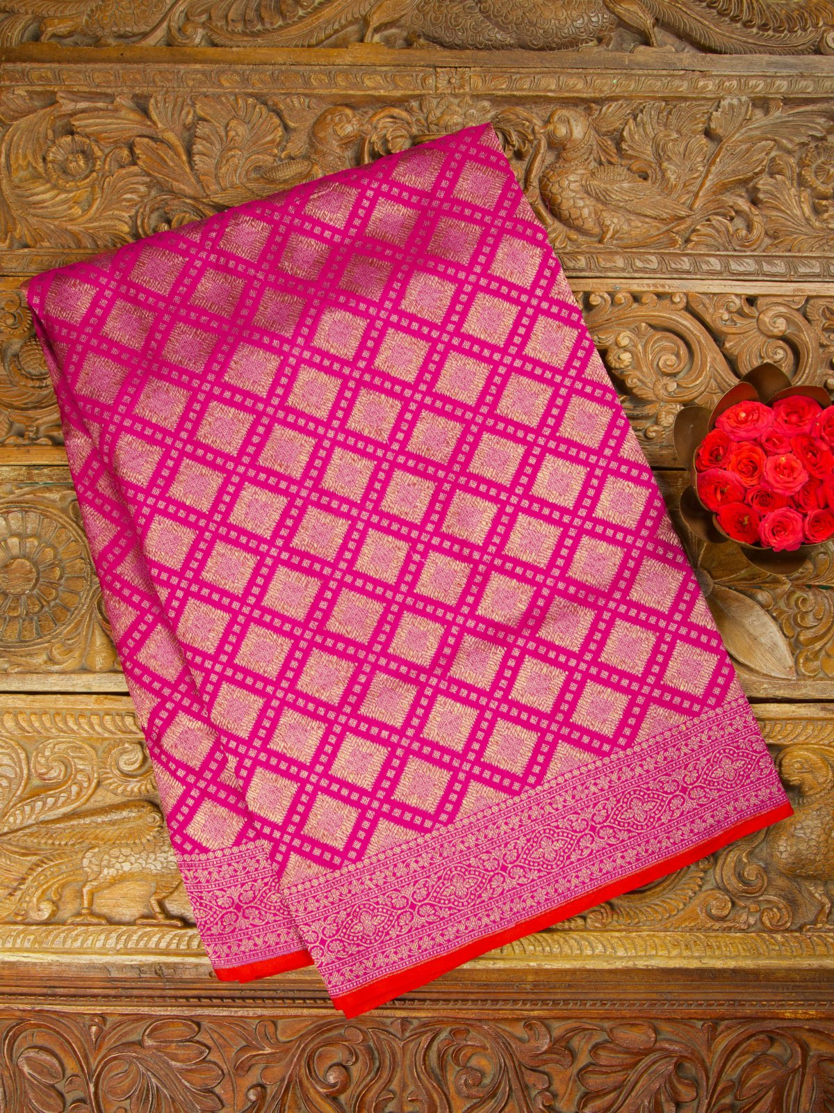 Purplish Pink Banaras Silk Saree