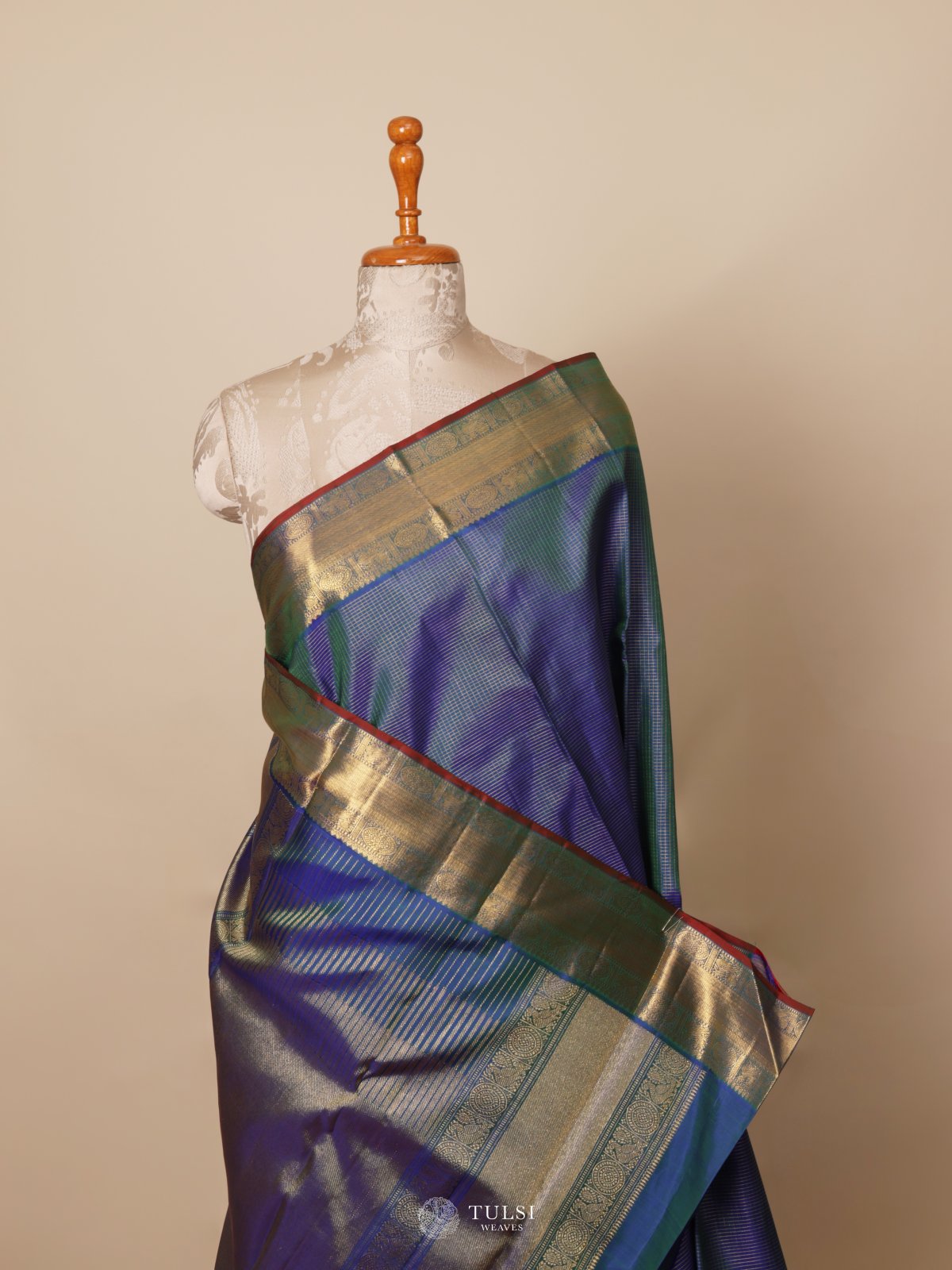 Peacock Blue Kanjeevaram Silk Saree