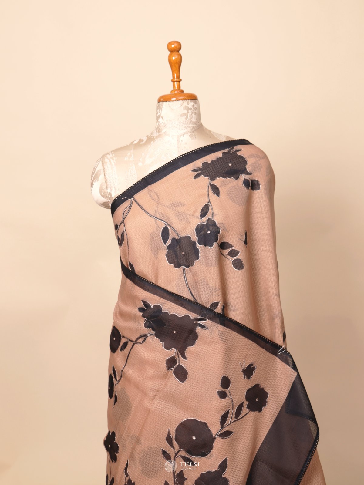 French Beige Semi Kota Saree