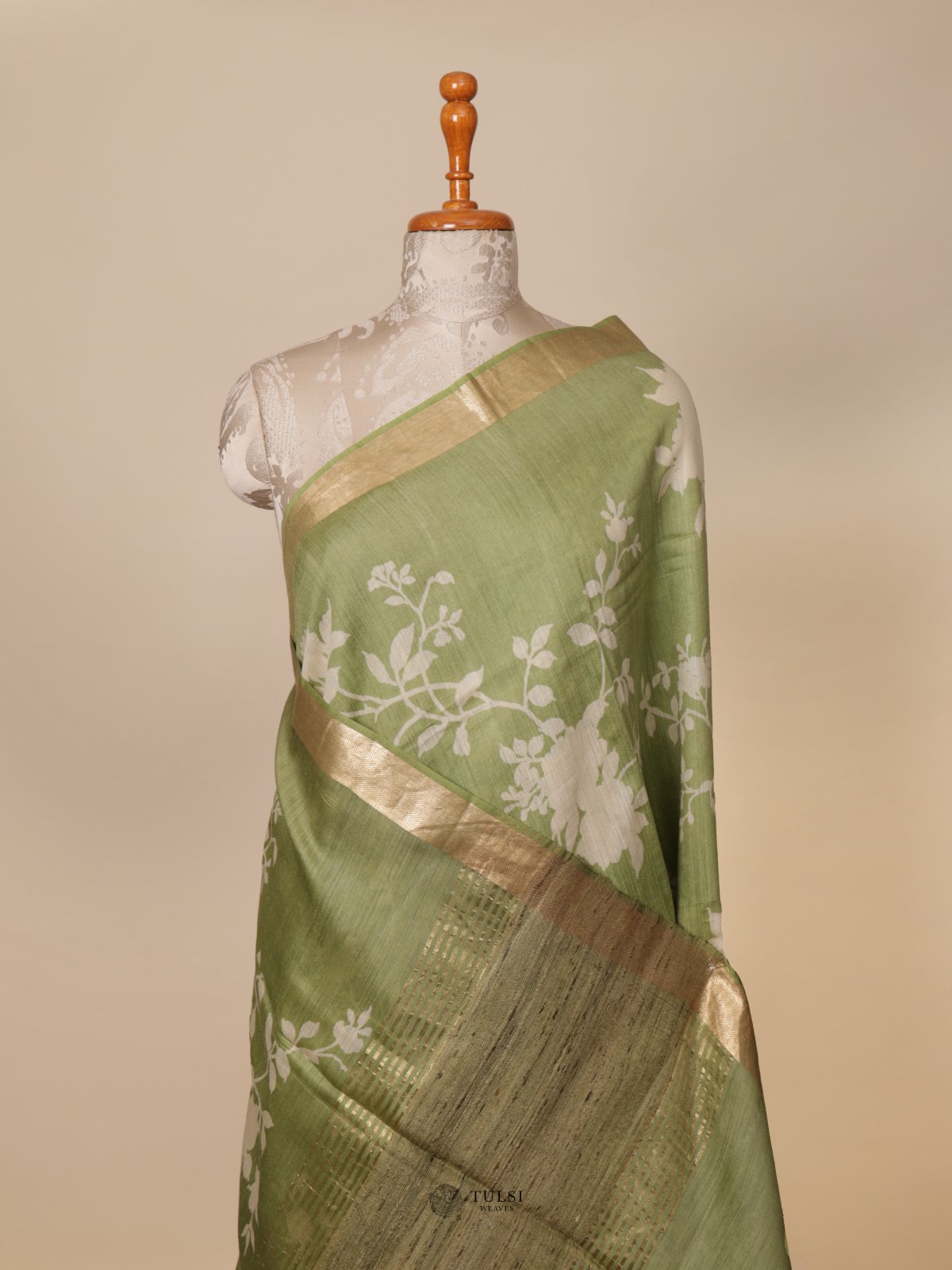Green Munga Tussar Silk Saree