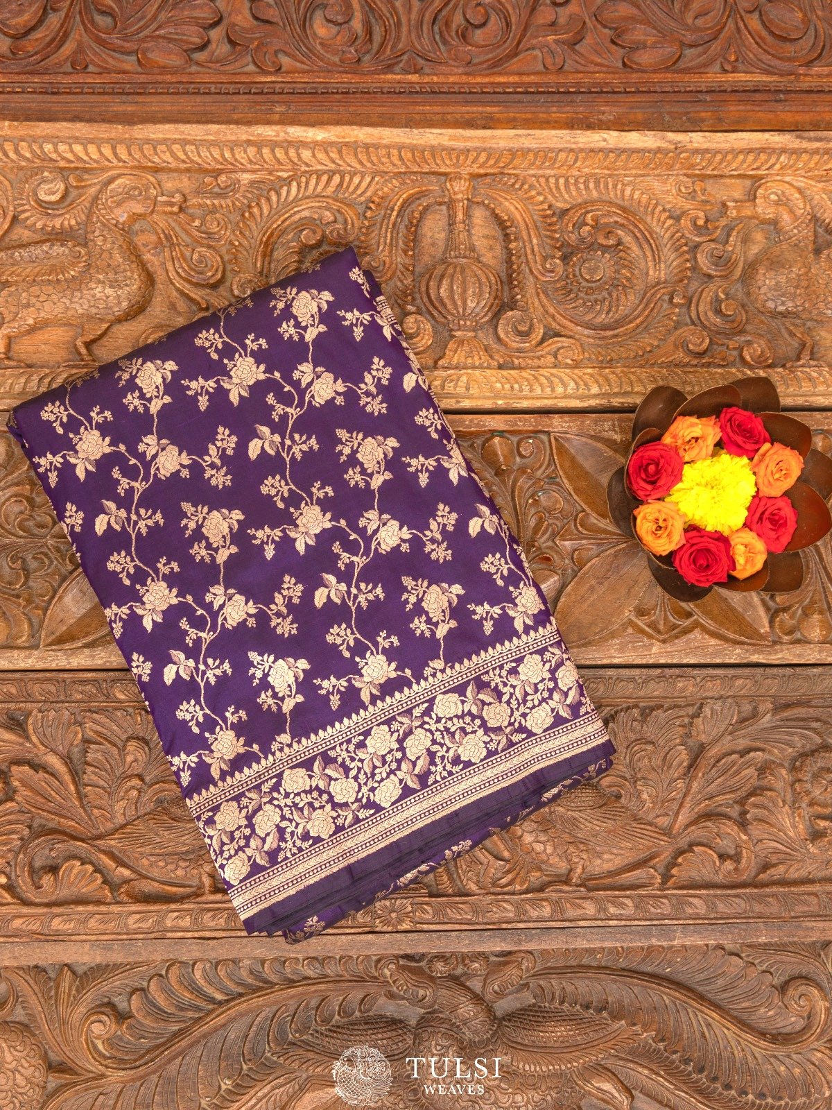 Violet Banaras Silk Saree