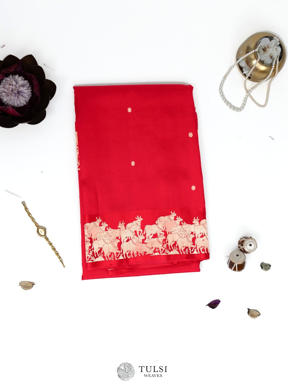 Red Mashru Silk Saree 