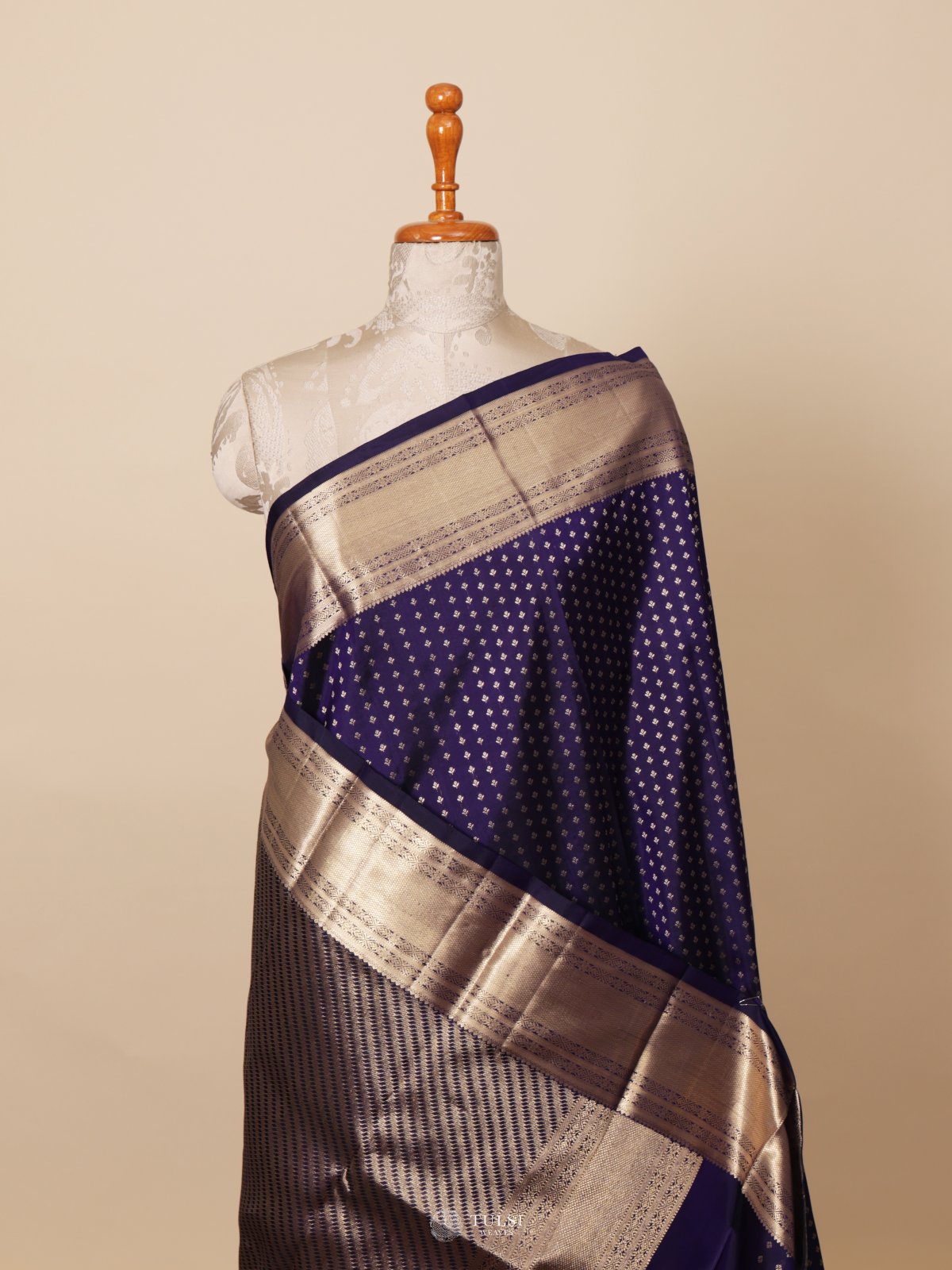 Navy Blue Kanjeevaram Silk Saree