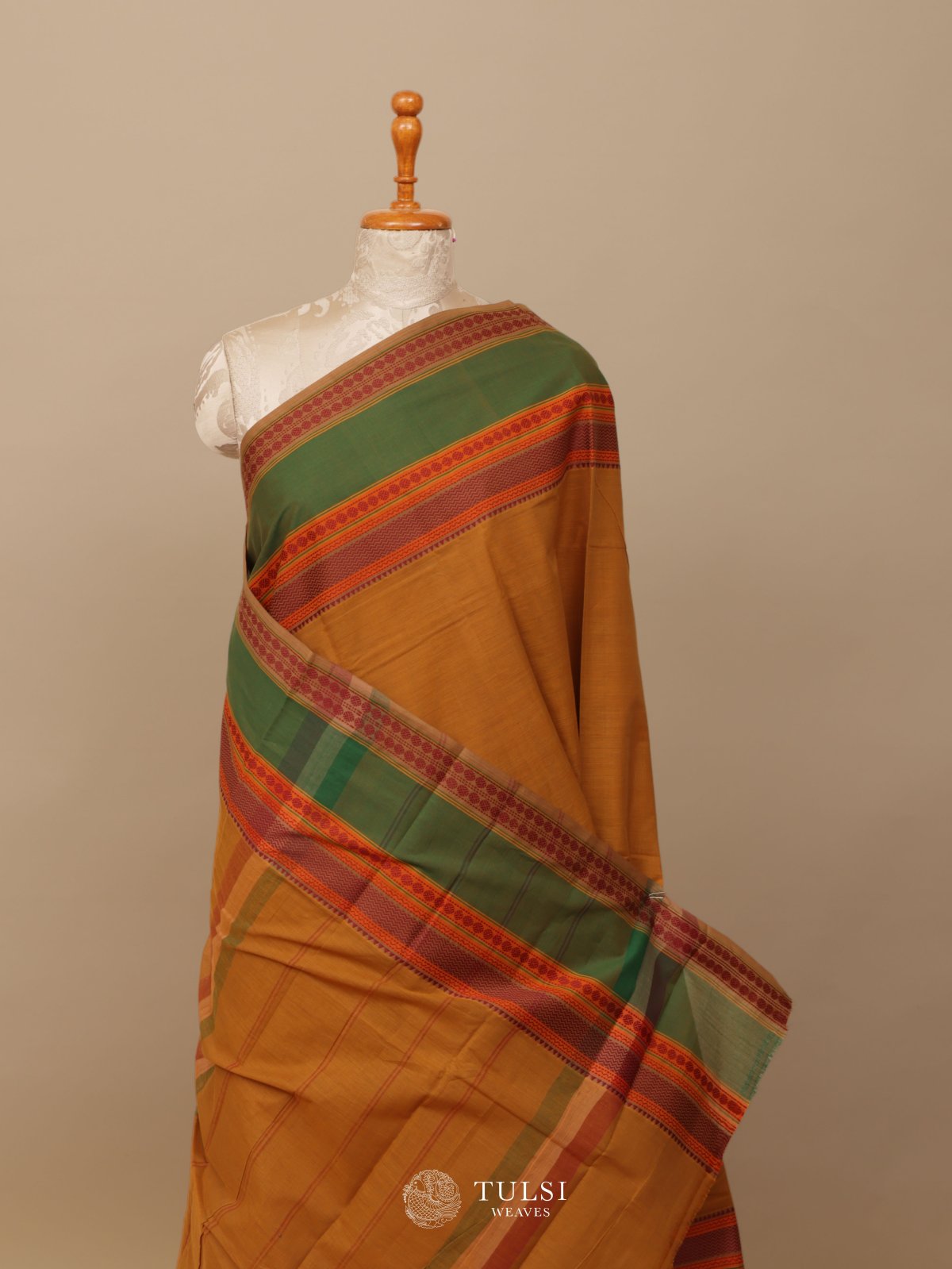 Mustard Yellow Kanchi Cotton Saree