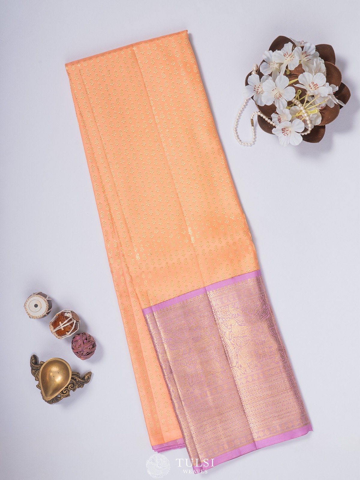 Peach Kanjeevaram Silk Pavadai 