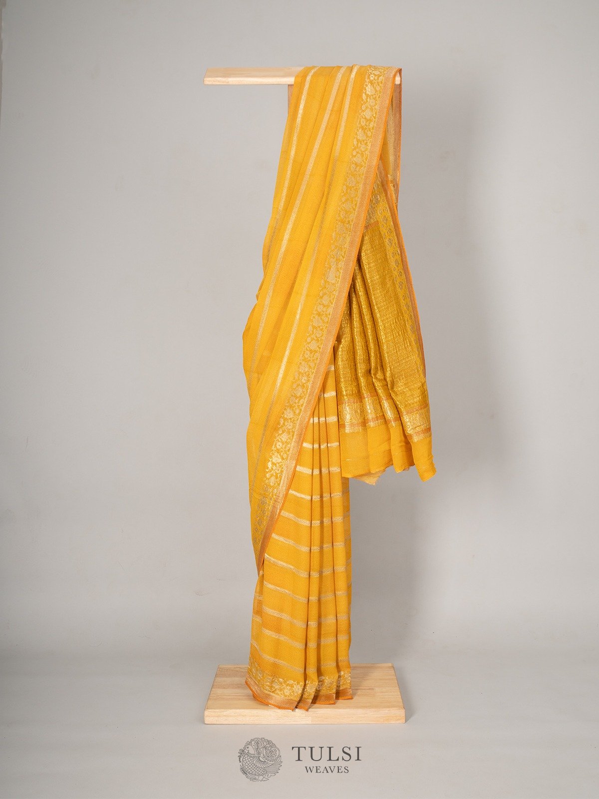 Yellow Banaras Georgette Silk Saree