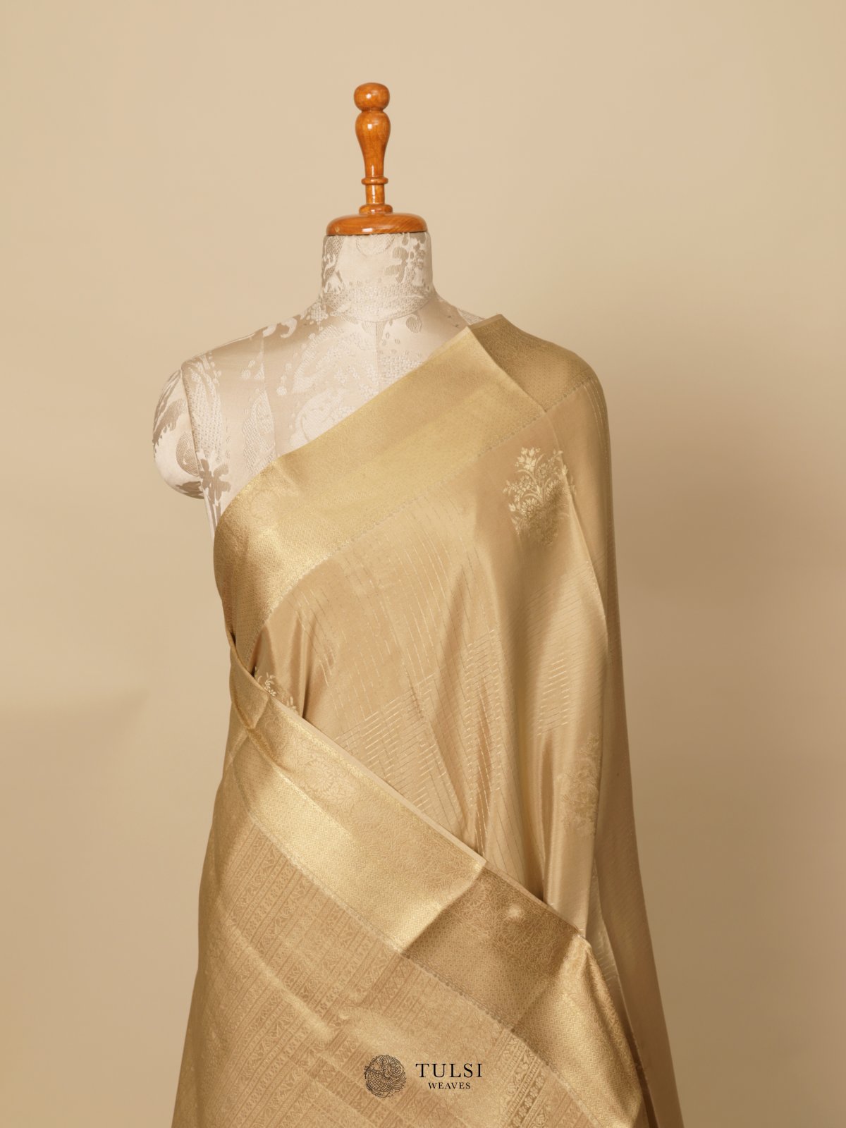 Light Khaki Mysore Silk Saree