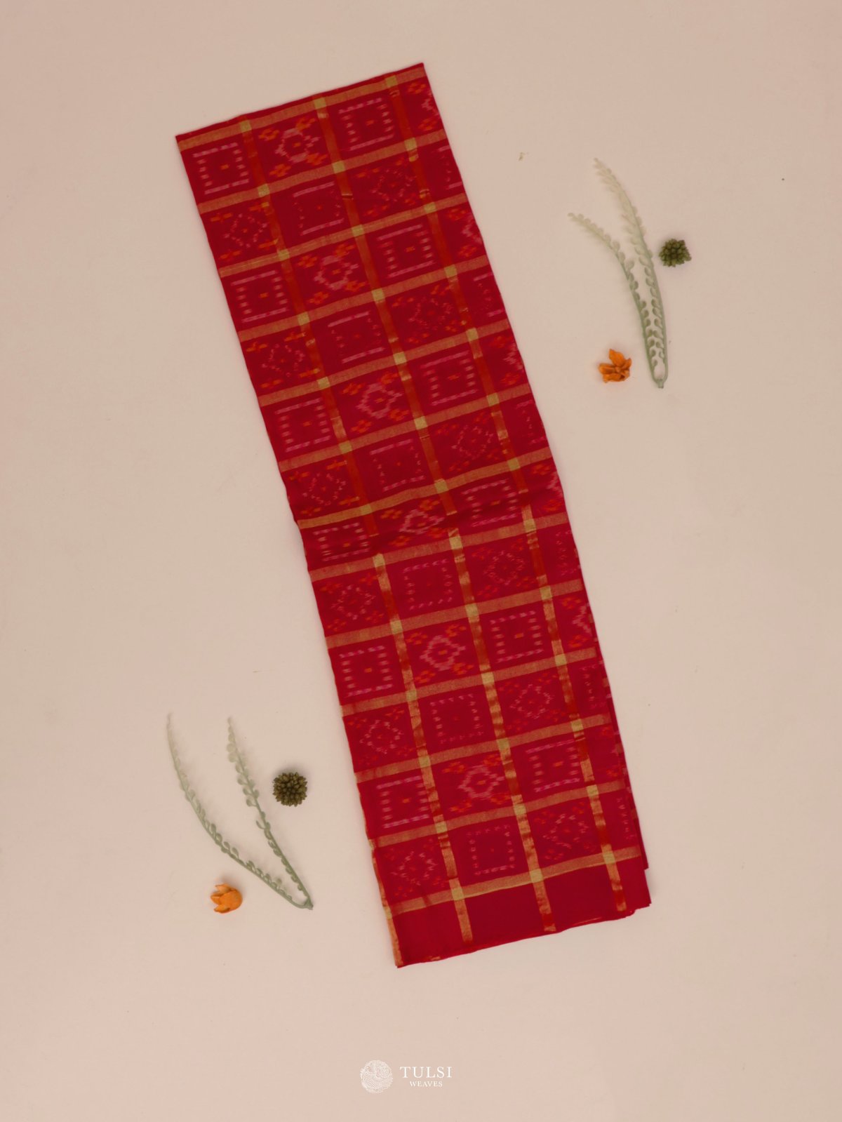 Red Ikat Silk Blouse