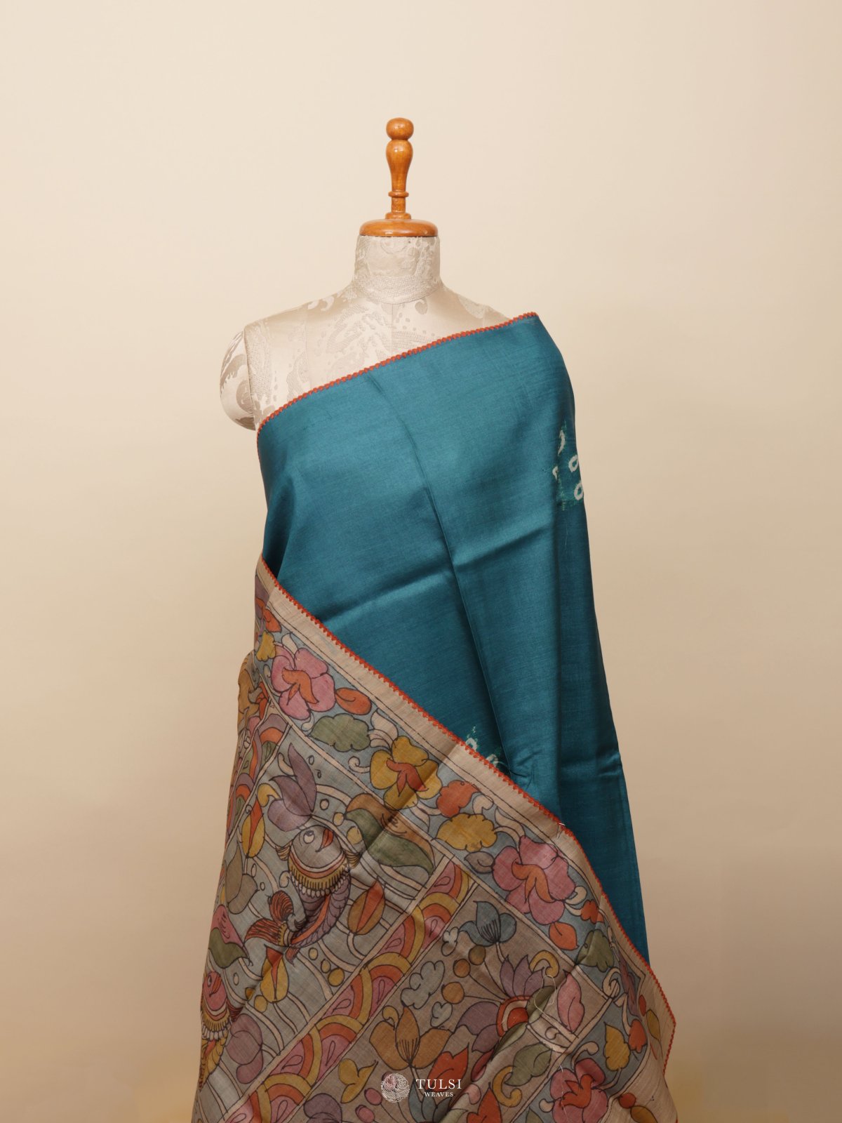 Blue Shibori Tussar Silk Saree
